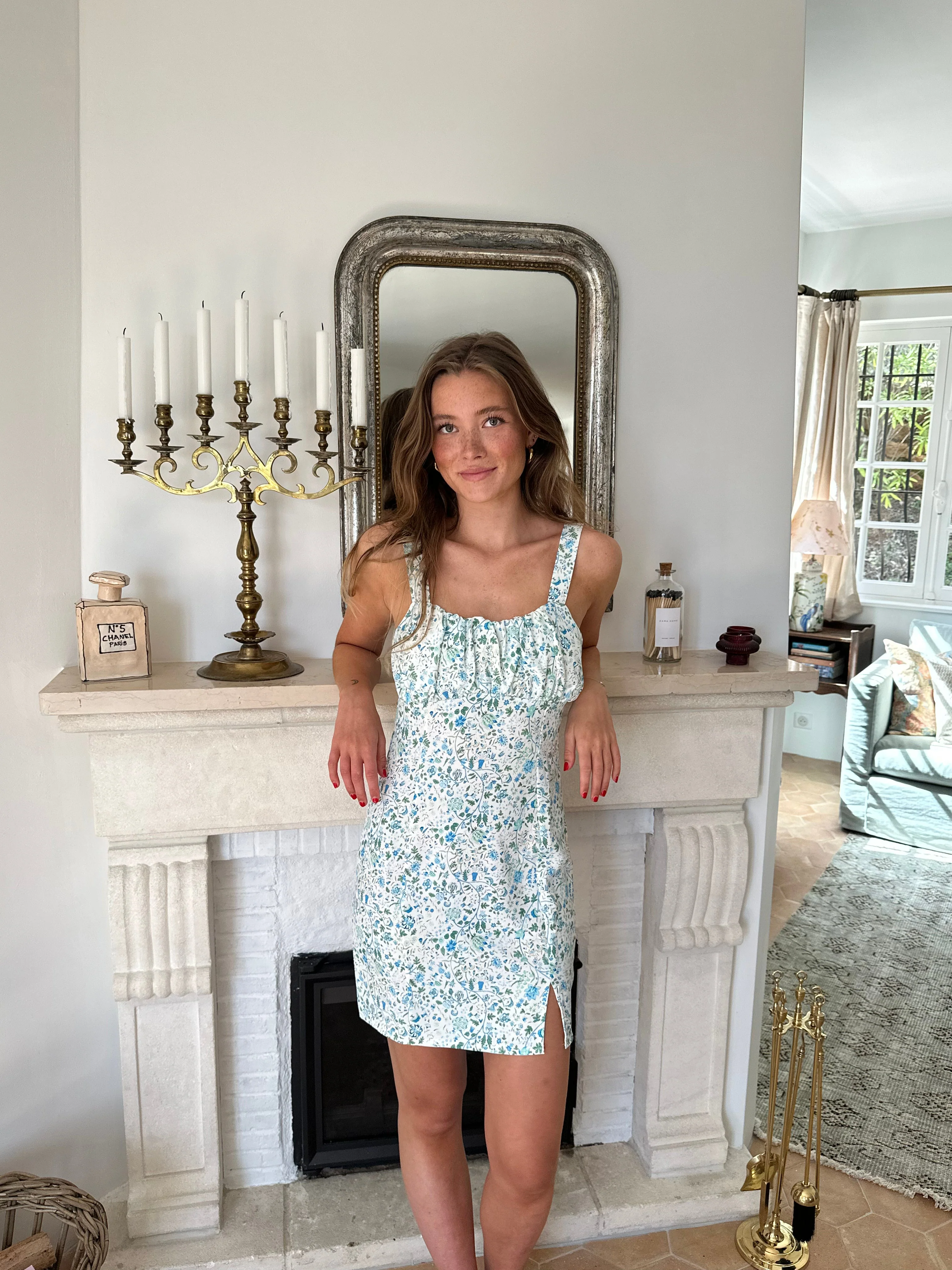 Elvalina dress with flowers - White/Blue 6 Elvalina dress with flowers - White/Blue