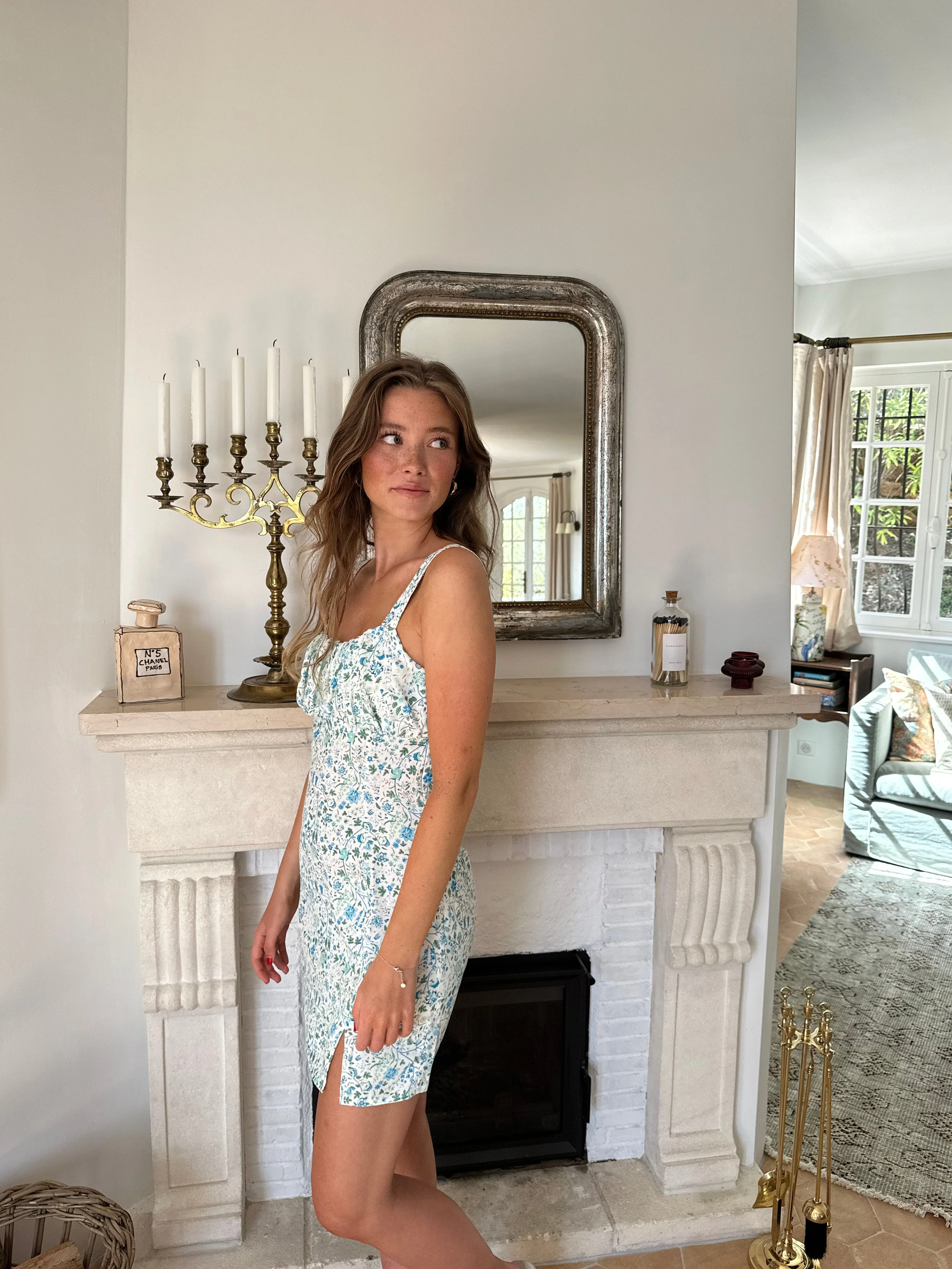 Elvalina dress with flowers - White/Blue 7 Elvalina dress with flowers - White/Blue