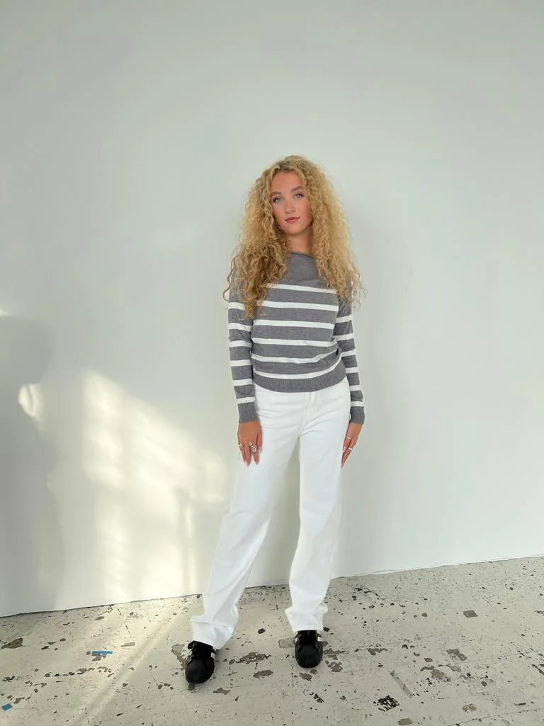 Emmy knit - grey/white