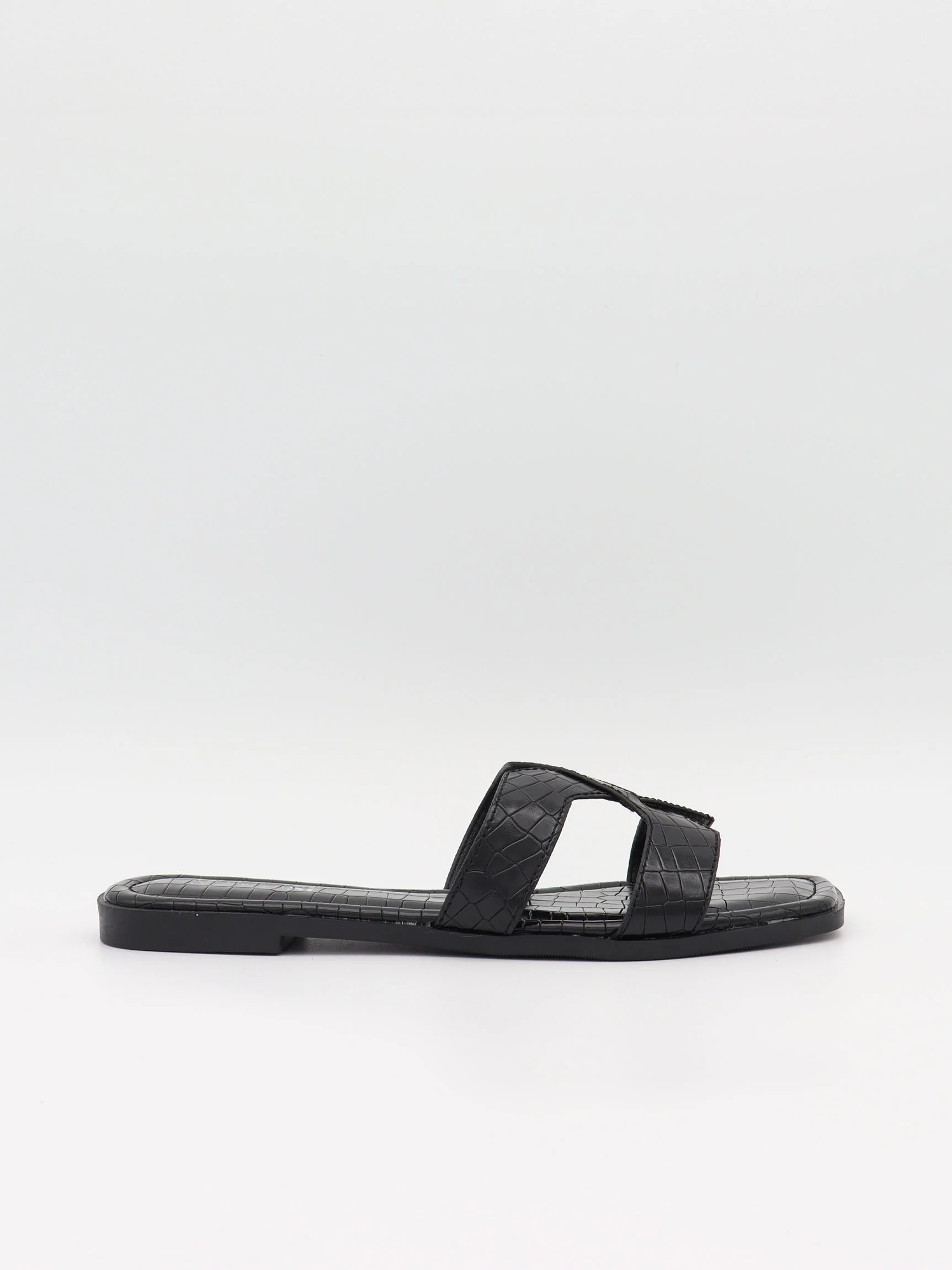 Paula sandals with crocodile print – Black
