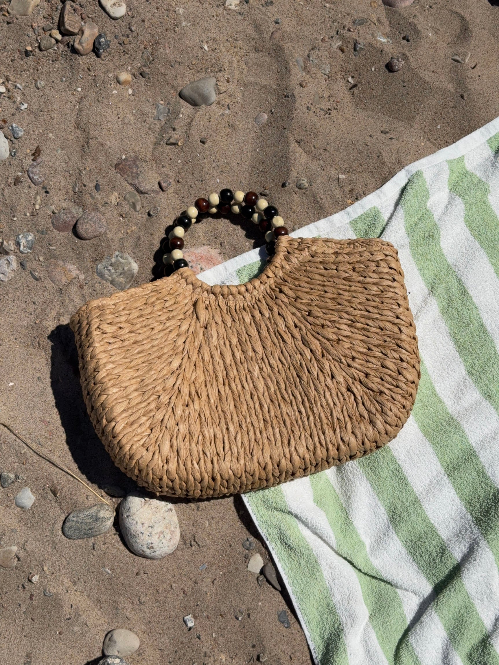 Trissino woven bag with beaded handle – Beige/black 5 Trissino woven bag with beaded handle – Beige/black