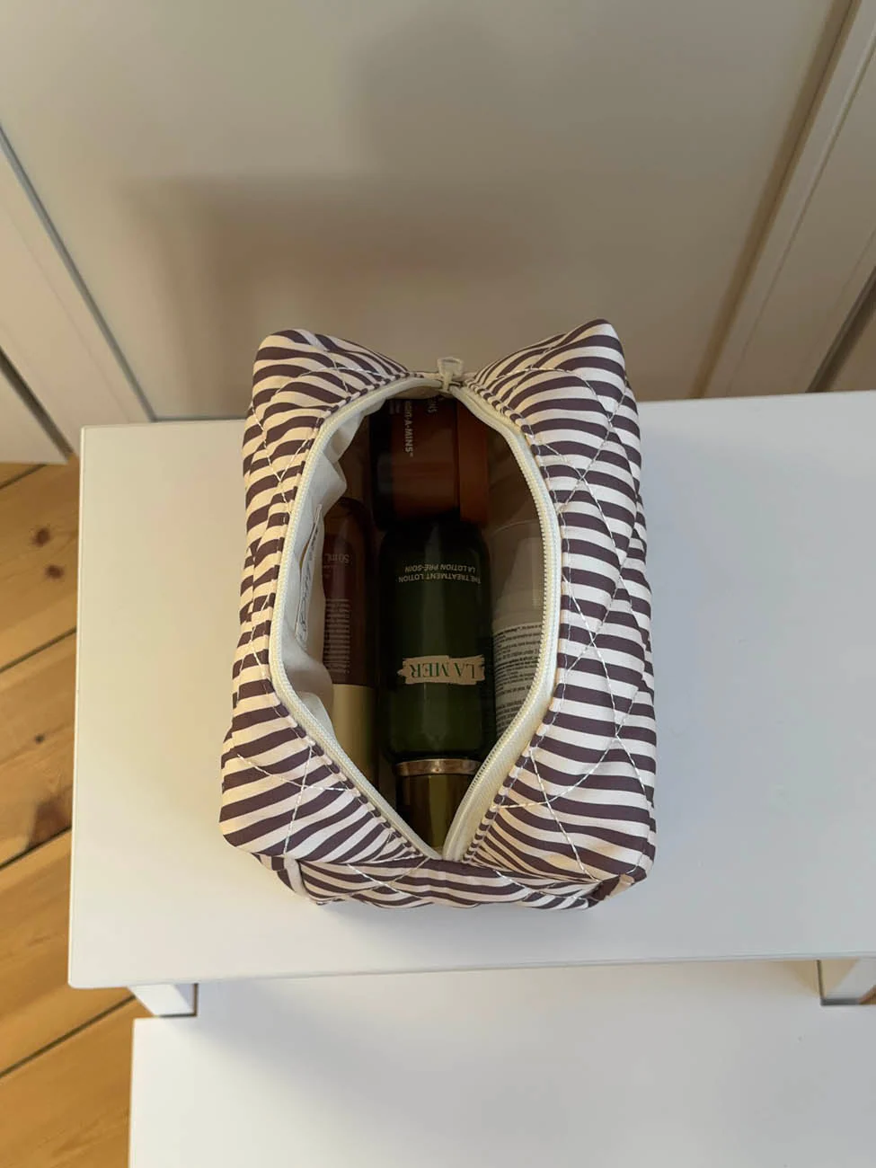 Honey large toiletry bag with stripes - Beige/brown 2 Honey large toiletry bag with stripes - Beige/brown