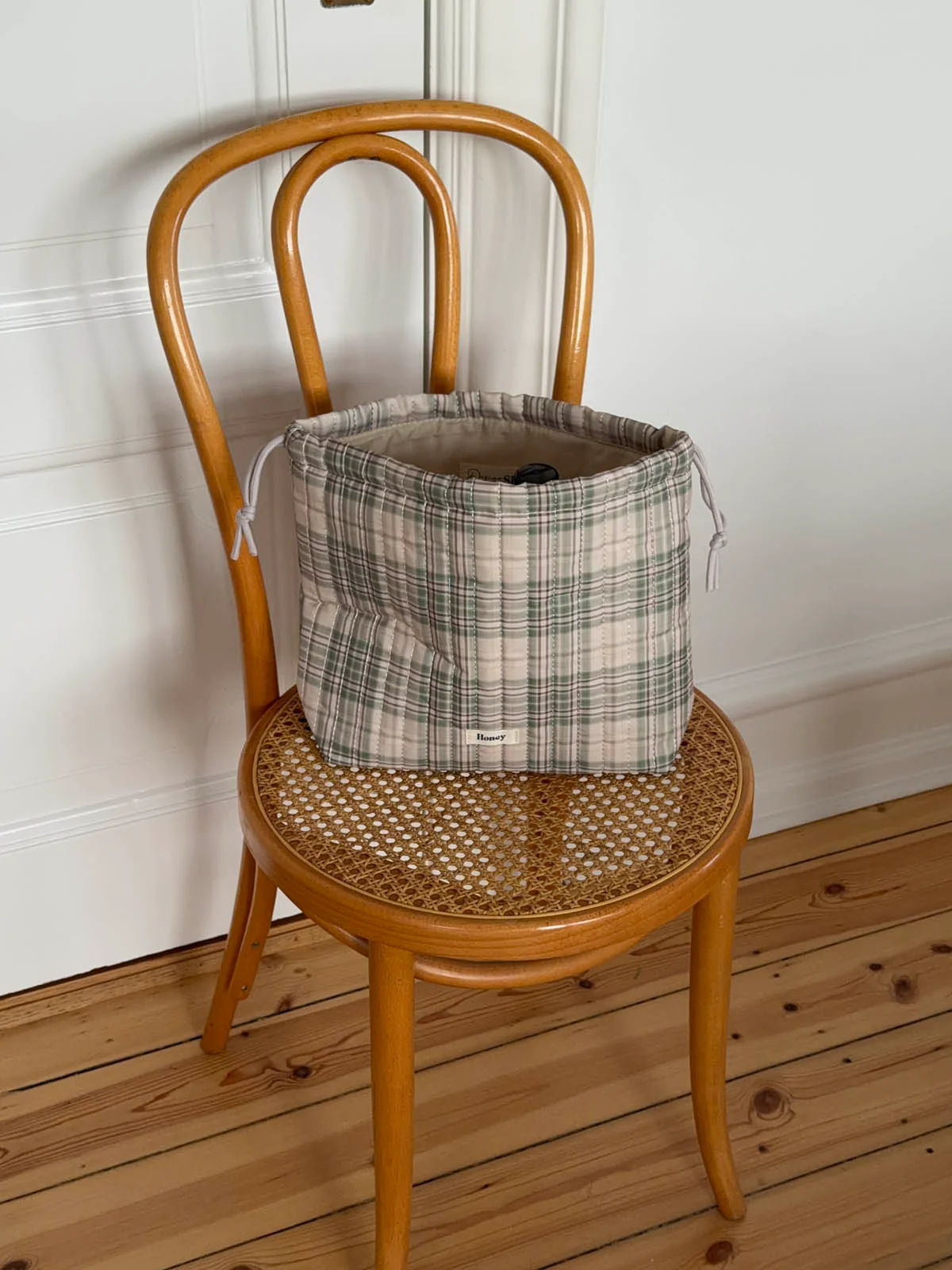 Honey toiletry bag with checks - Beige/green 14 Honey toiletry bag with checks - Beige/green