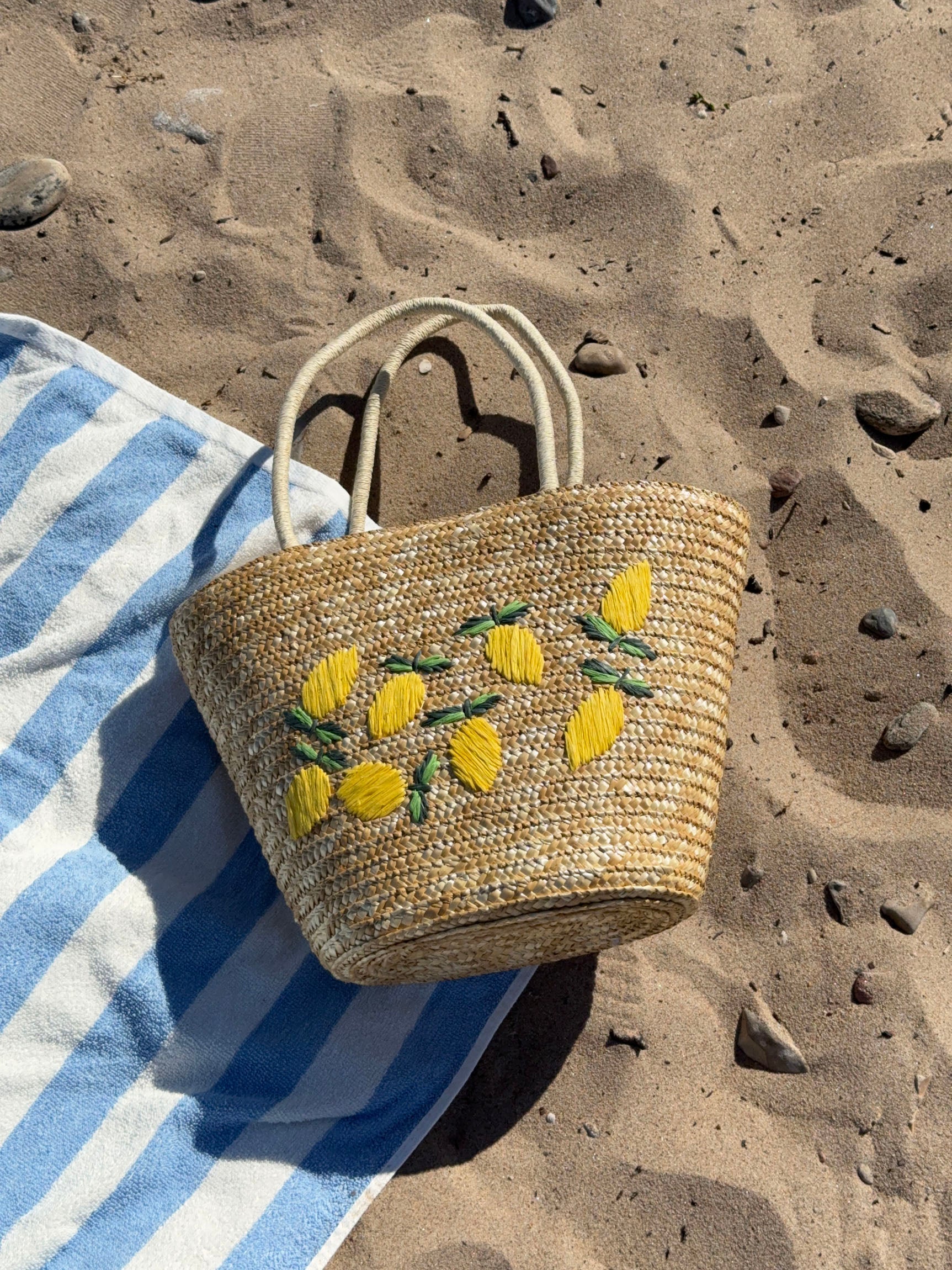 Terlizzi woven straw bag with lemon embroidery – Beige/yellow 5 Terlizzi woven straw bag with lemon embroidery – Beige/yellow