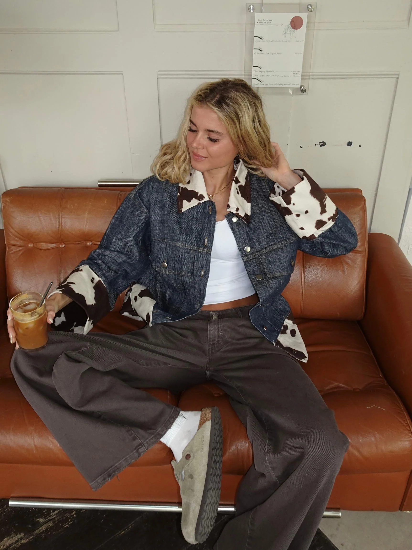 Suiva denim jacket with cow print – Blue/brown/white 12 Suiva denim jacket with cow print – Blue/brown/white