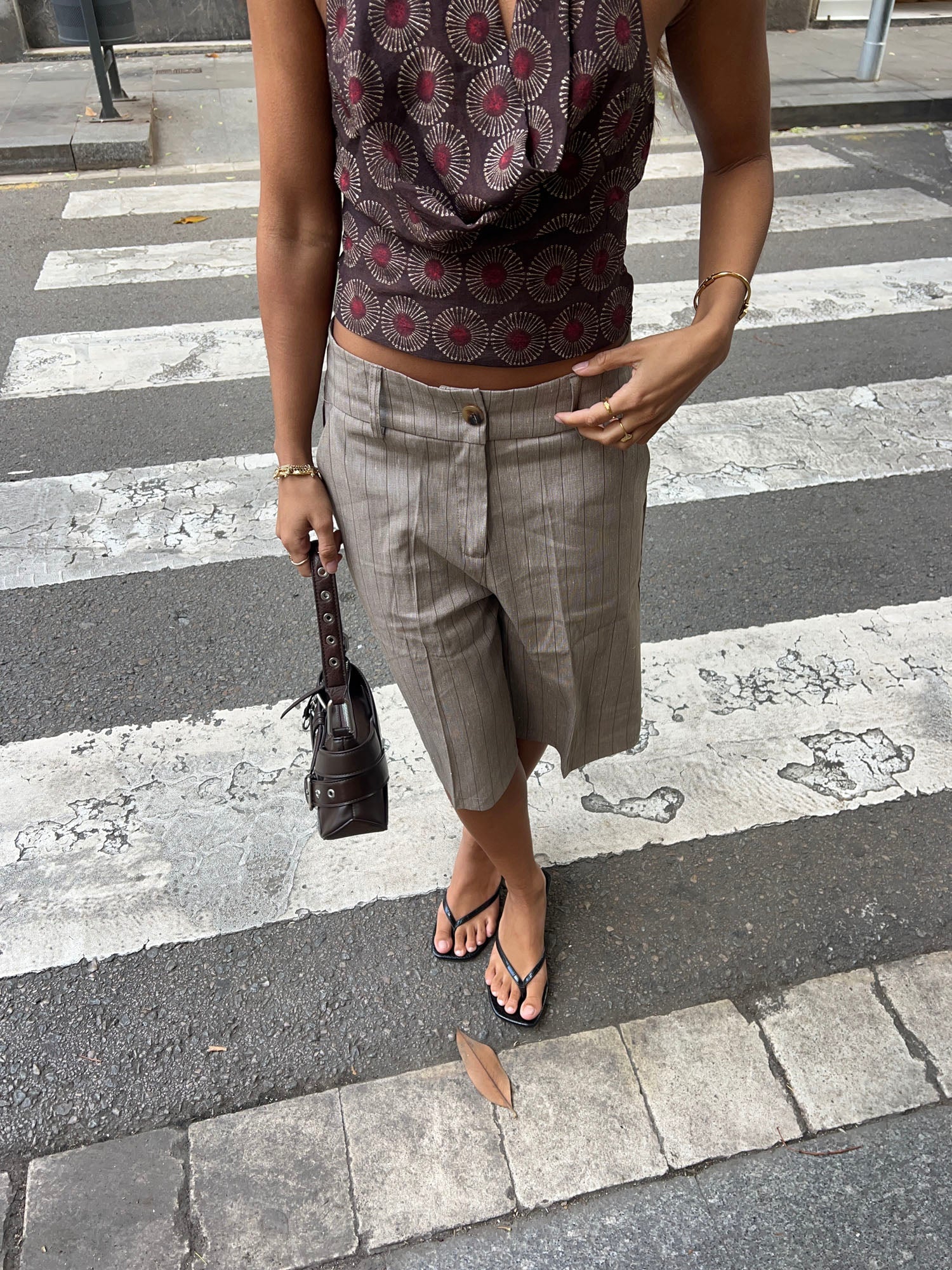 Nayaly bermuda shorts with stripes – Brown 5 Nayaly bermuda shorts with stripes – Brown