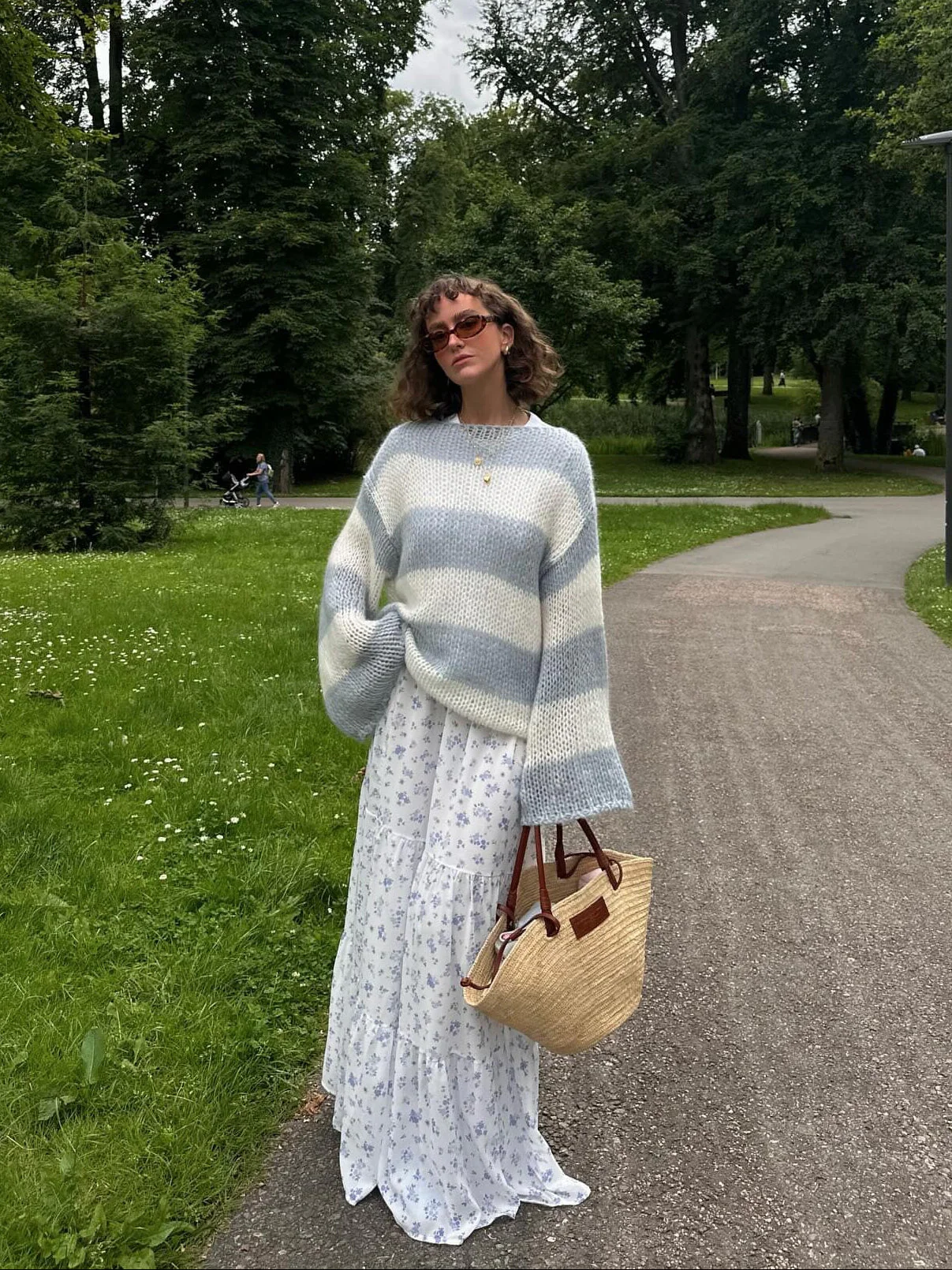 Manda striped knit - Light blue/white