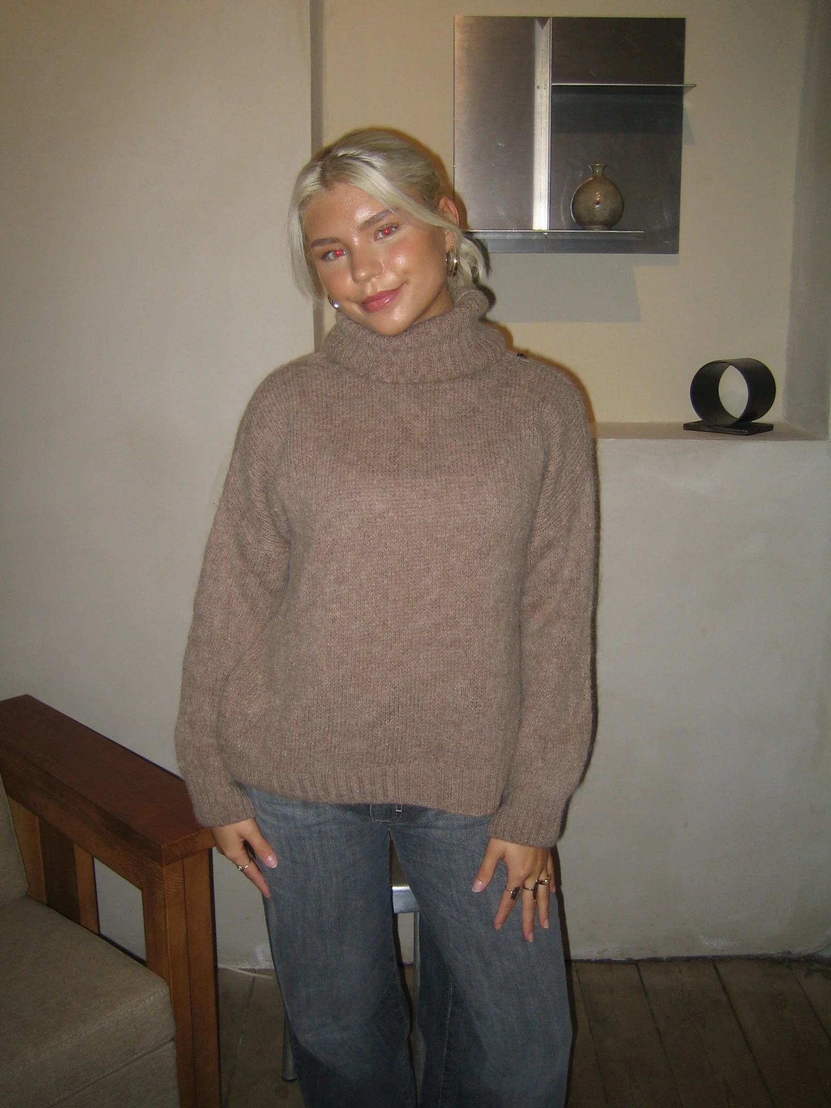 Idun knit sweater with turtleneck - Brown 4 Idun knit sweater with turtleneck - Brown