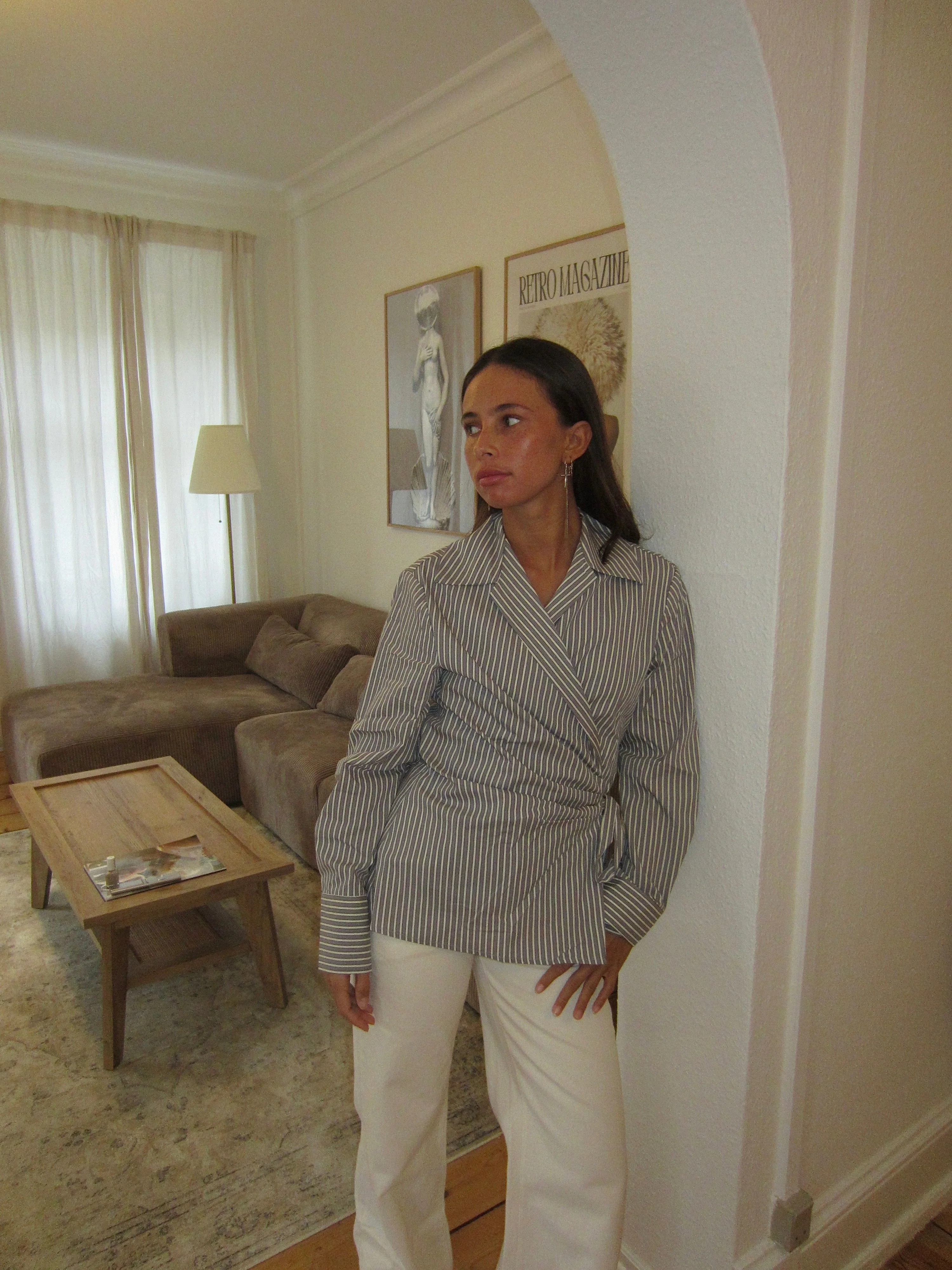 Milay shirt with tie detail - Grey/white 5 Milay shirt with tie detail - Grey/white