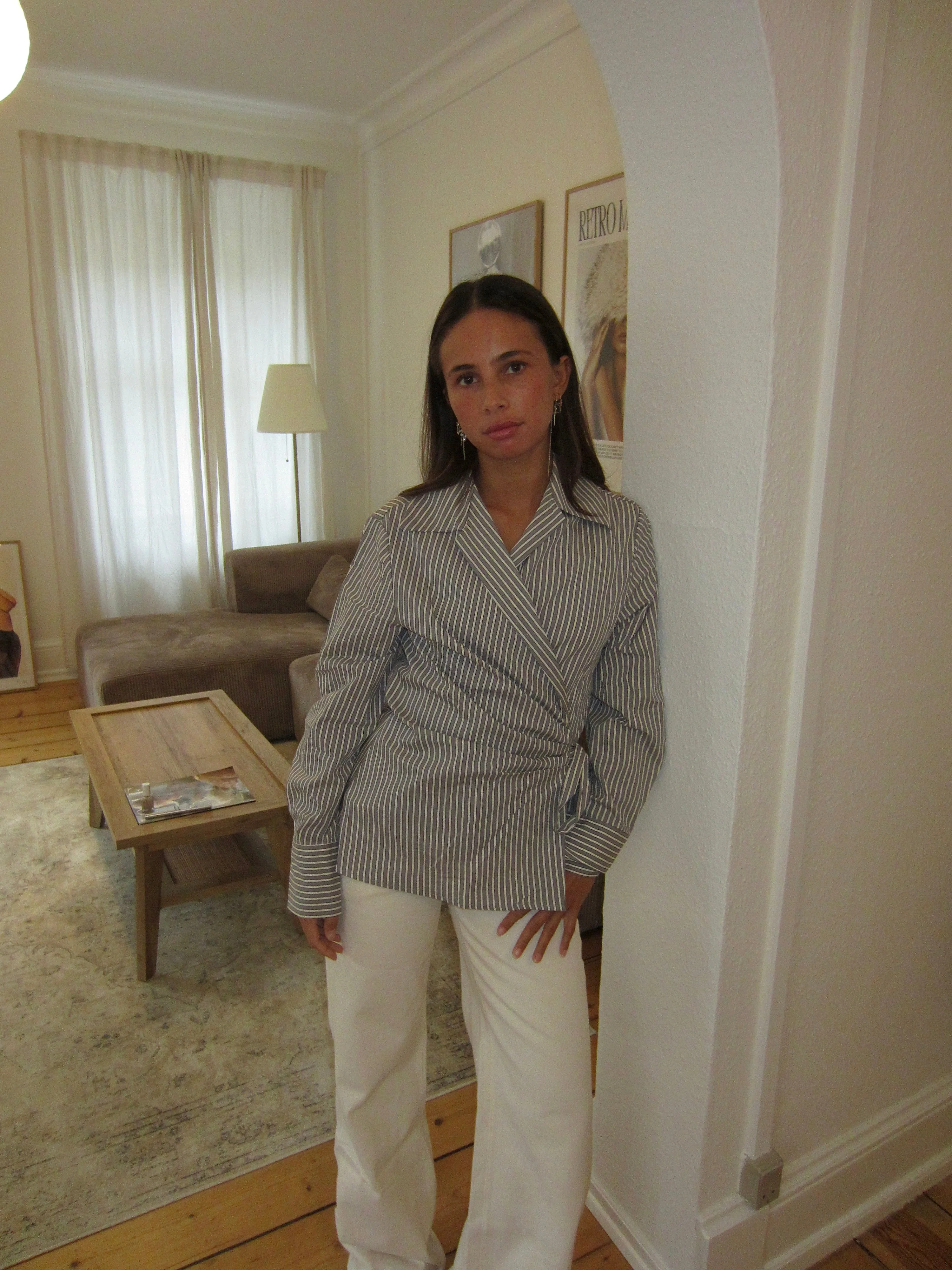 Milay shirt with tie detail - Grey/white 8 Milay shirt with tie detail - Grey/white