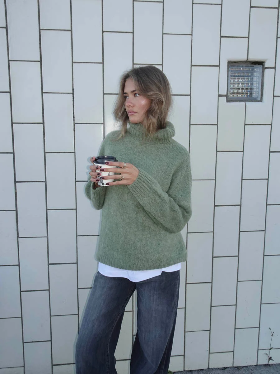 Idun knit with turtleneck - Khaki 4 Idun knit with turtleneck - Khaki