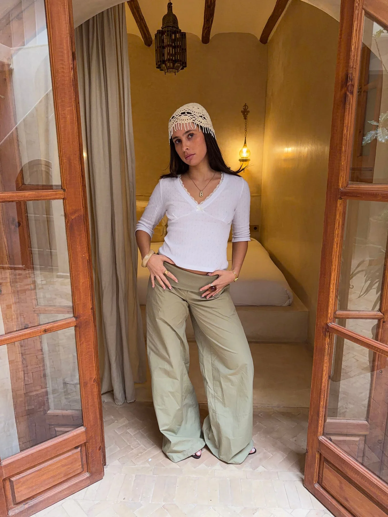 Shayla pointelle blouse with three quarter sleeves – White 11 Shayla pointelle blouse with three quarter sleeves – White