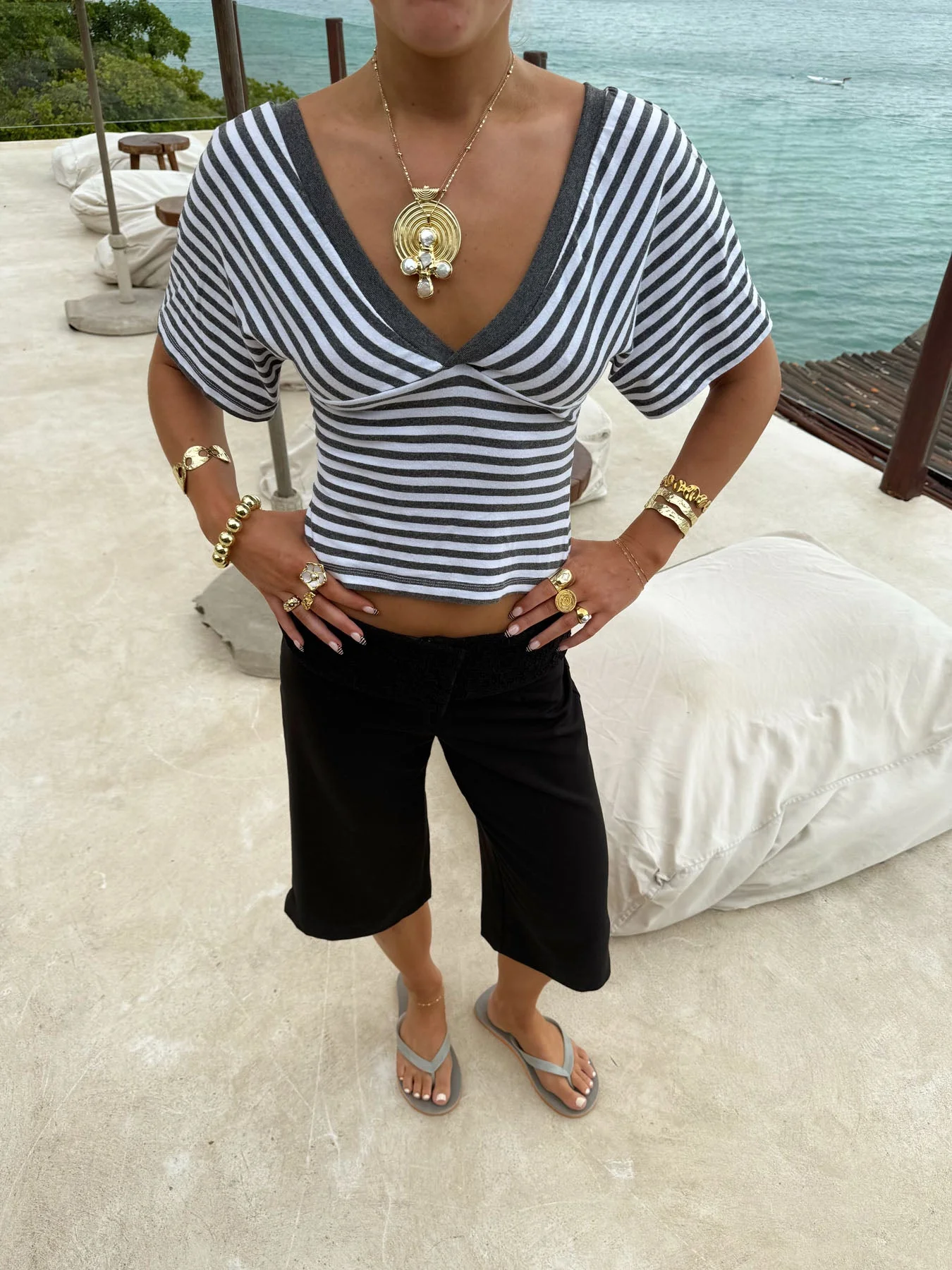 Scandivv blouse with stripes - Grey/white 2 Scandivv blouse with stripes - Grey/white