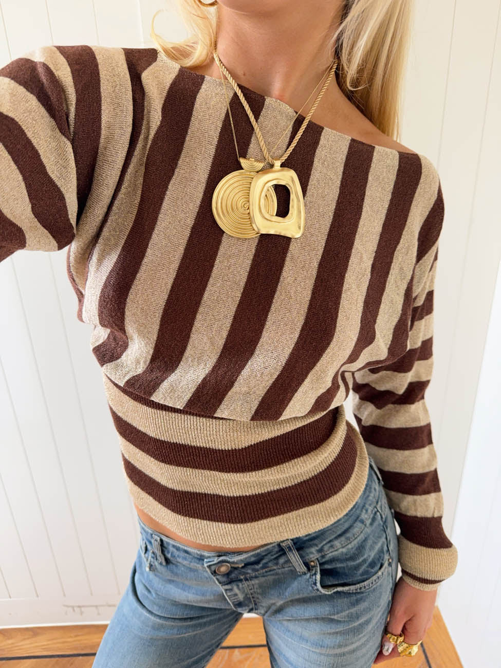 Scandivv fitted blouse with glitter – Brown/gold 13 Scandivv fitted blouse with glitter – Brown/gold