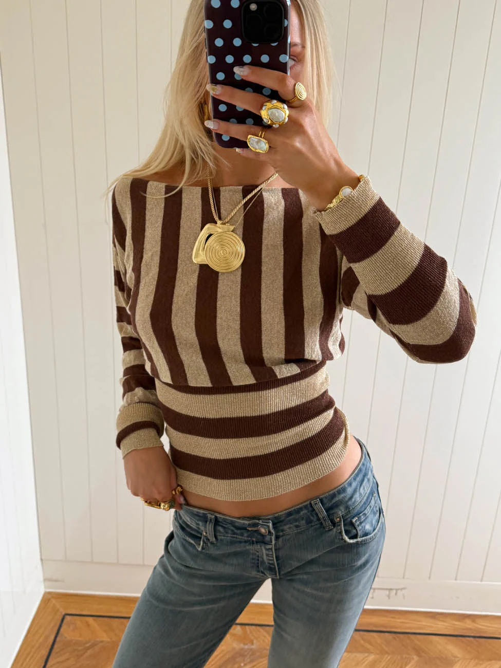 Scandivv fitted blouse with glitter – Brown/gold 14 Scandivv fitted blouse with glitter – Brown/gold