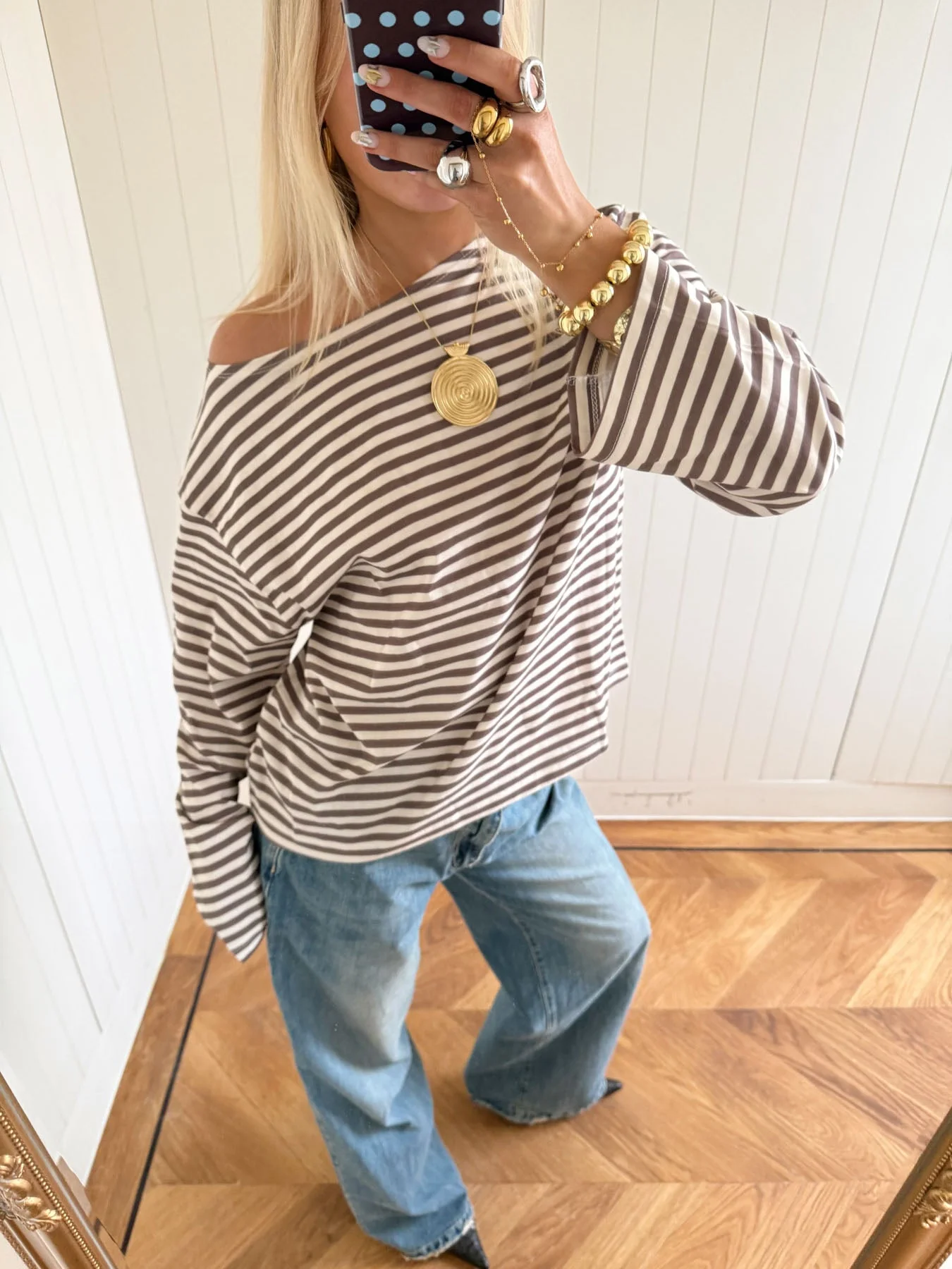 Scandivv blouse with stripes – taupe/white 11 Scandivv blouse with stripes – taupe/white