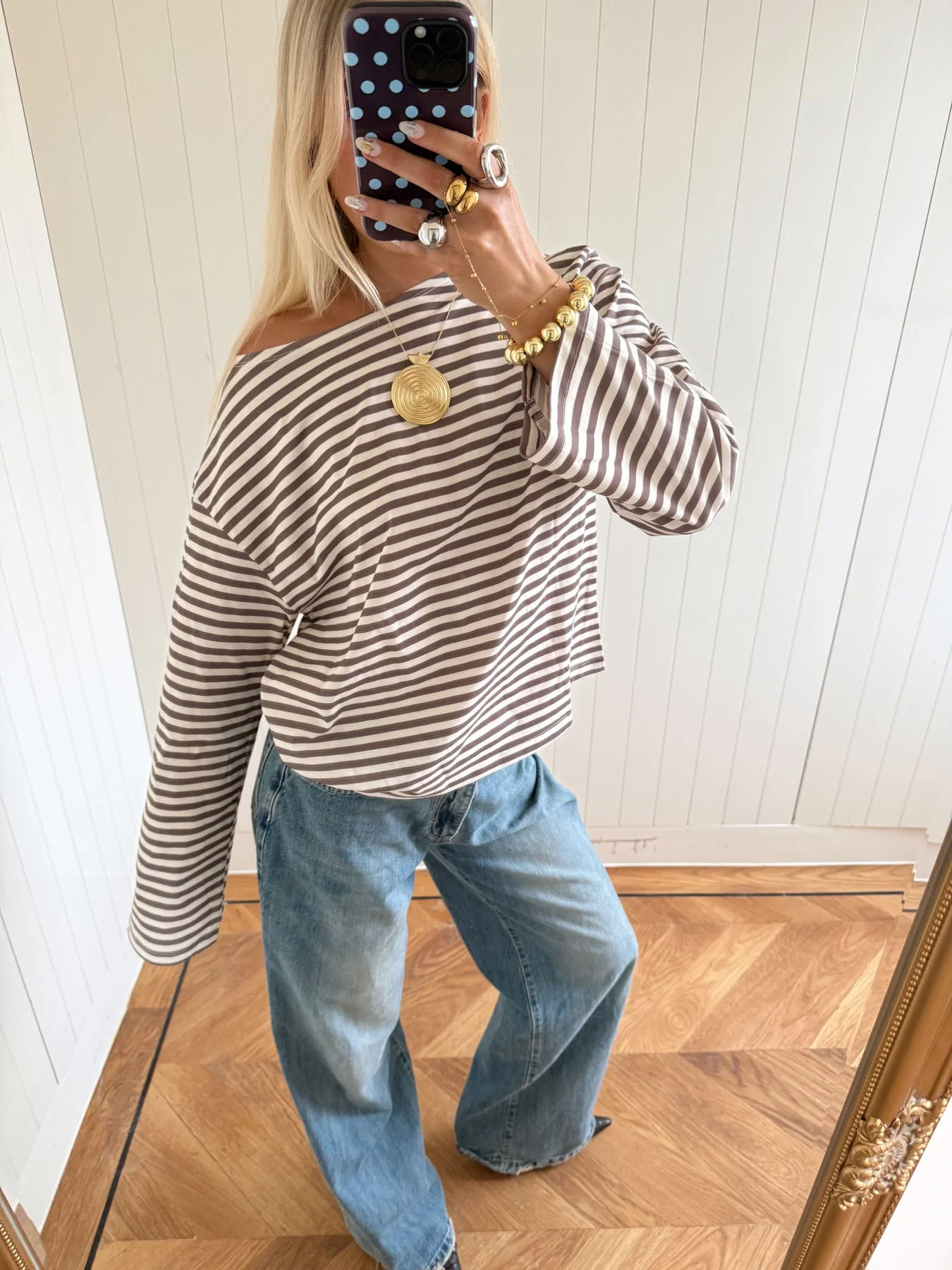 Scandivv blouse with stripes – taupe/white 12 Scandivv blouse with stripes – taupe/white