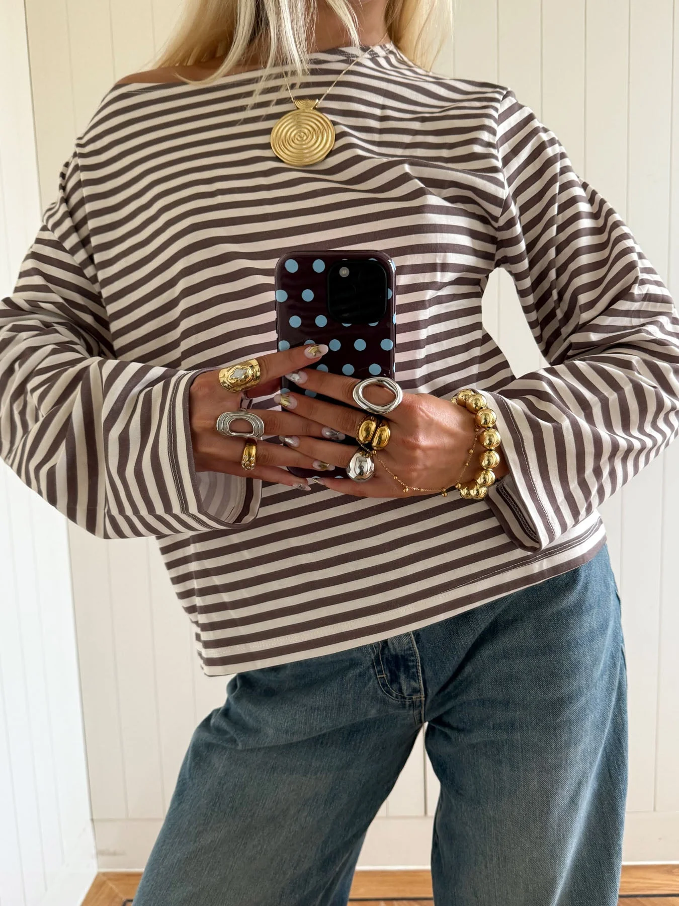 Scandivv blouse with stripes – taupe/white 4 Scandivv blouse with stripes – taupe/white