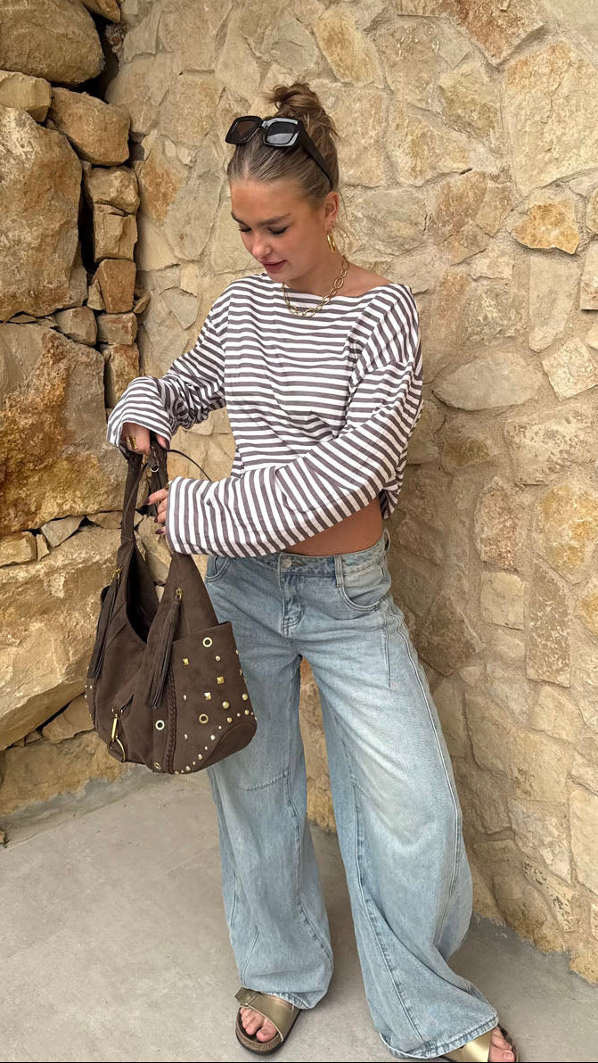 Scandivv blouse with stripes – taupe/white 6 Scandivv blouse with stripes – taupe/white