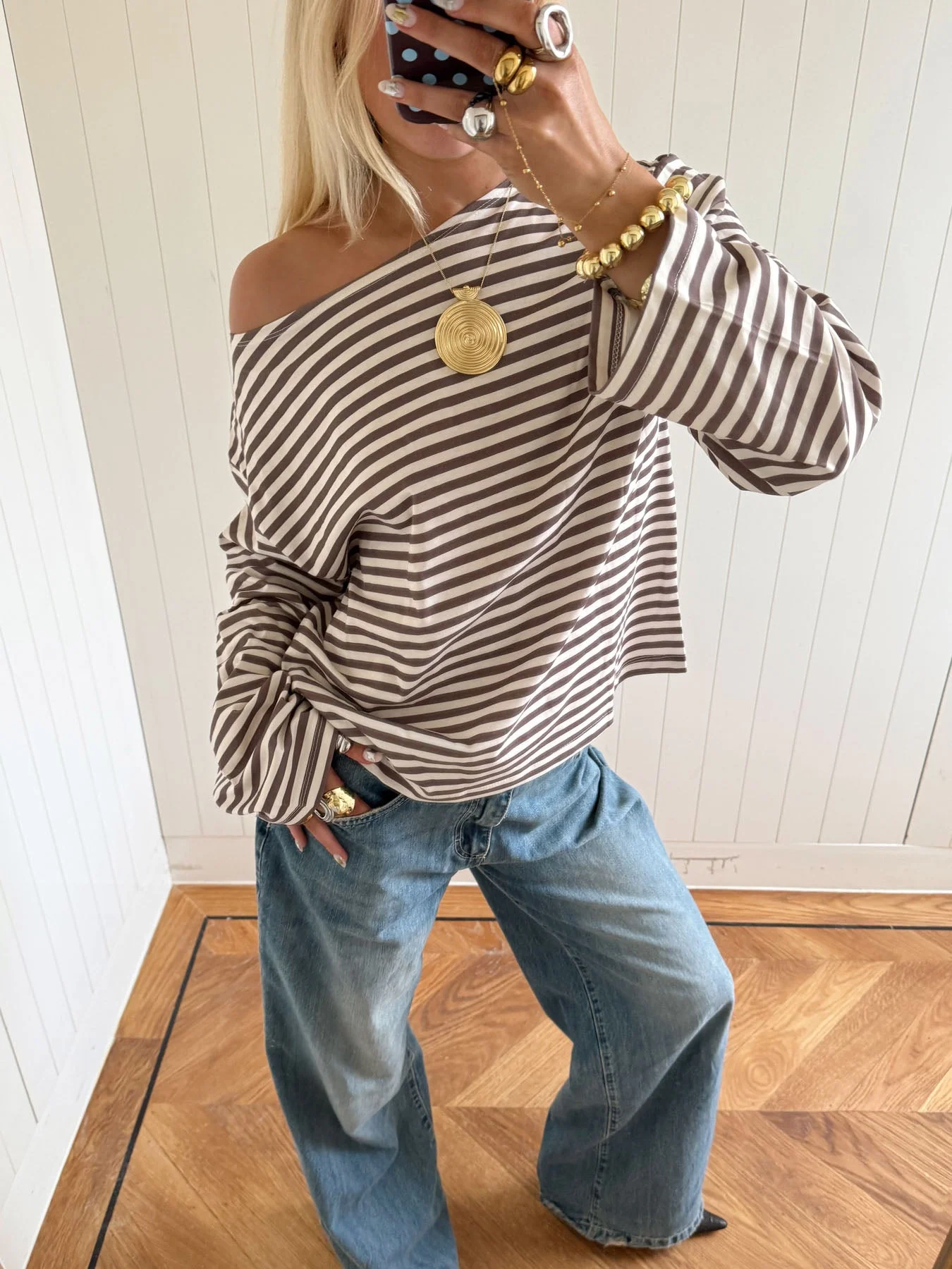 Scandivv blouse with stripes – taupe/white 8 Scandivv blouse with stripes – taupe/white