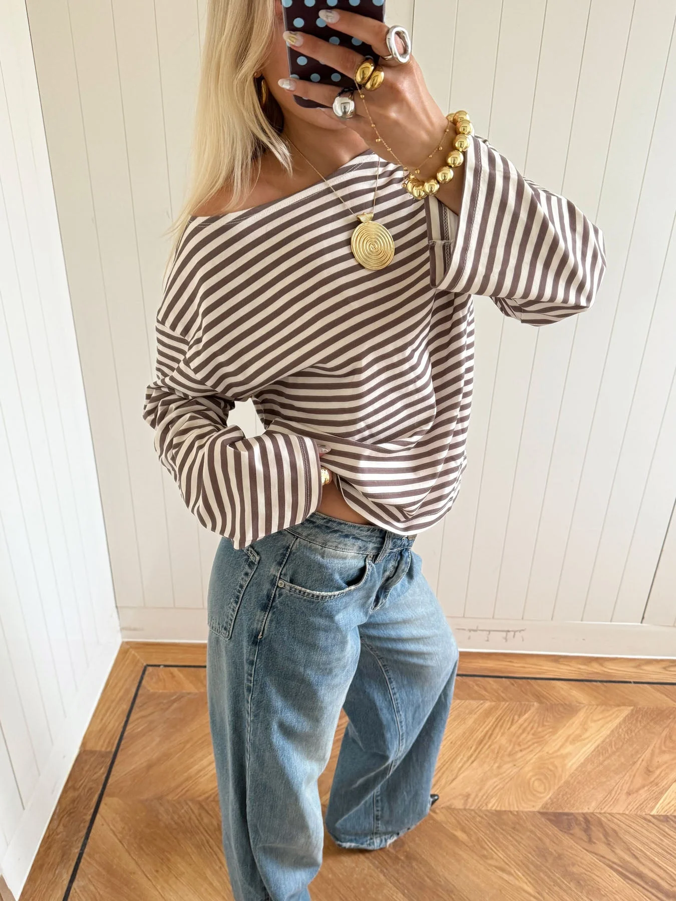 Scandivv blouse with stripes – taupe/white 9 Scandivv blouse with stripes – taupe/white