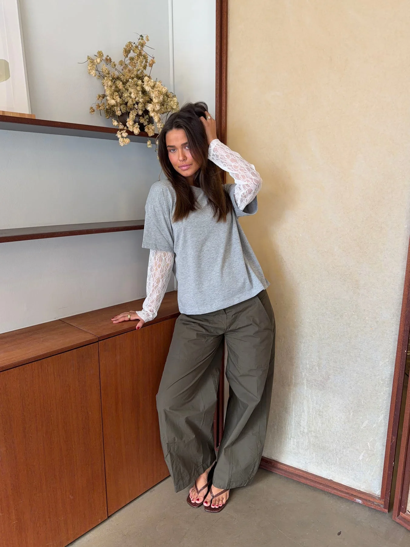 Tulsa t-shirt with lace sleeves - Grey/white 6 Tulsa t-shirt with lace sleeves - Grey/white