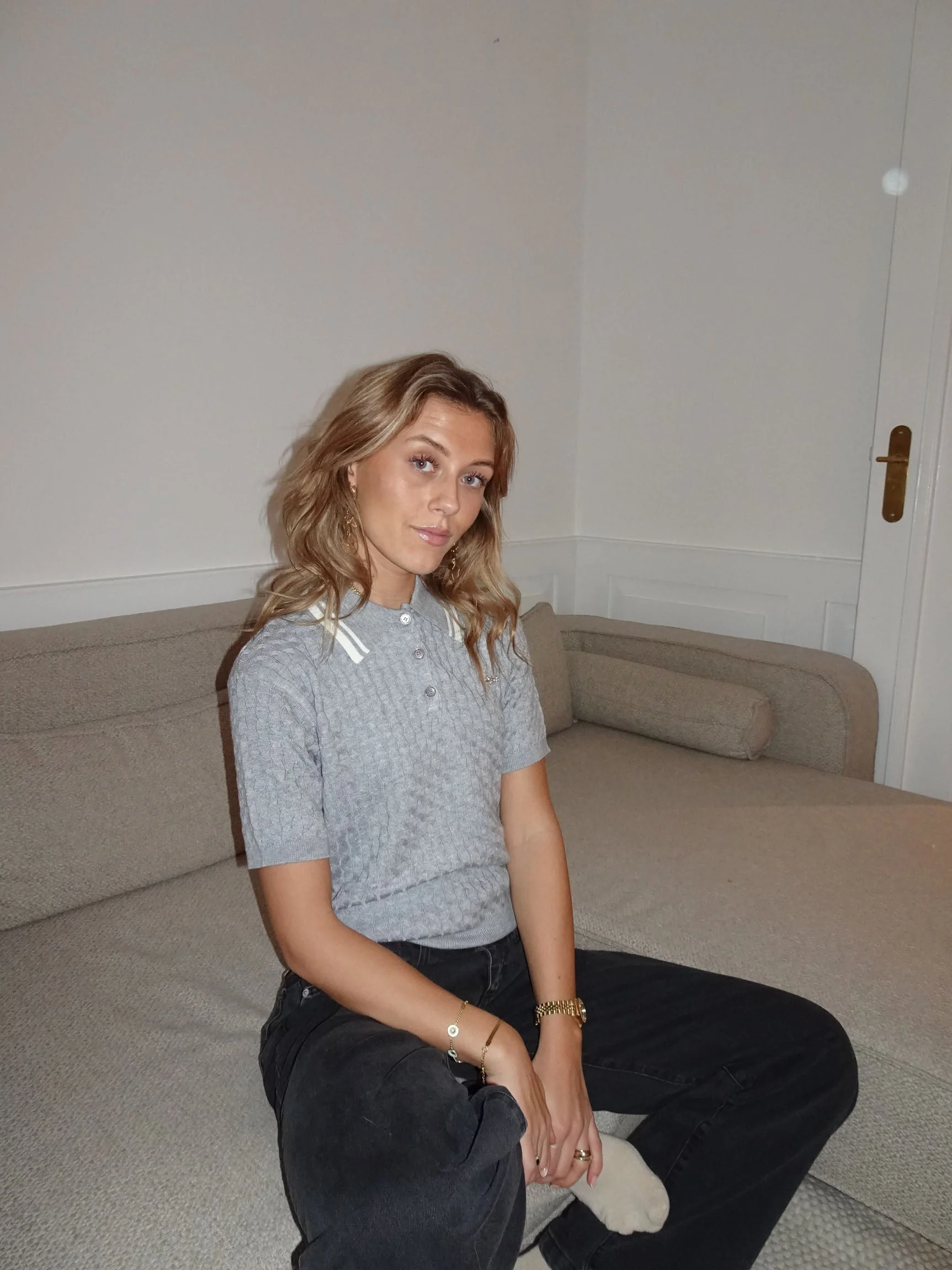 Leontine cable-knit polo - Grey 5 Leontine cable-knit polo - Grey