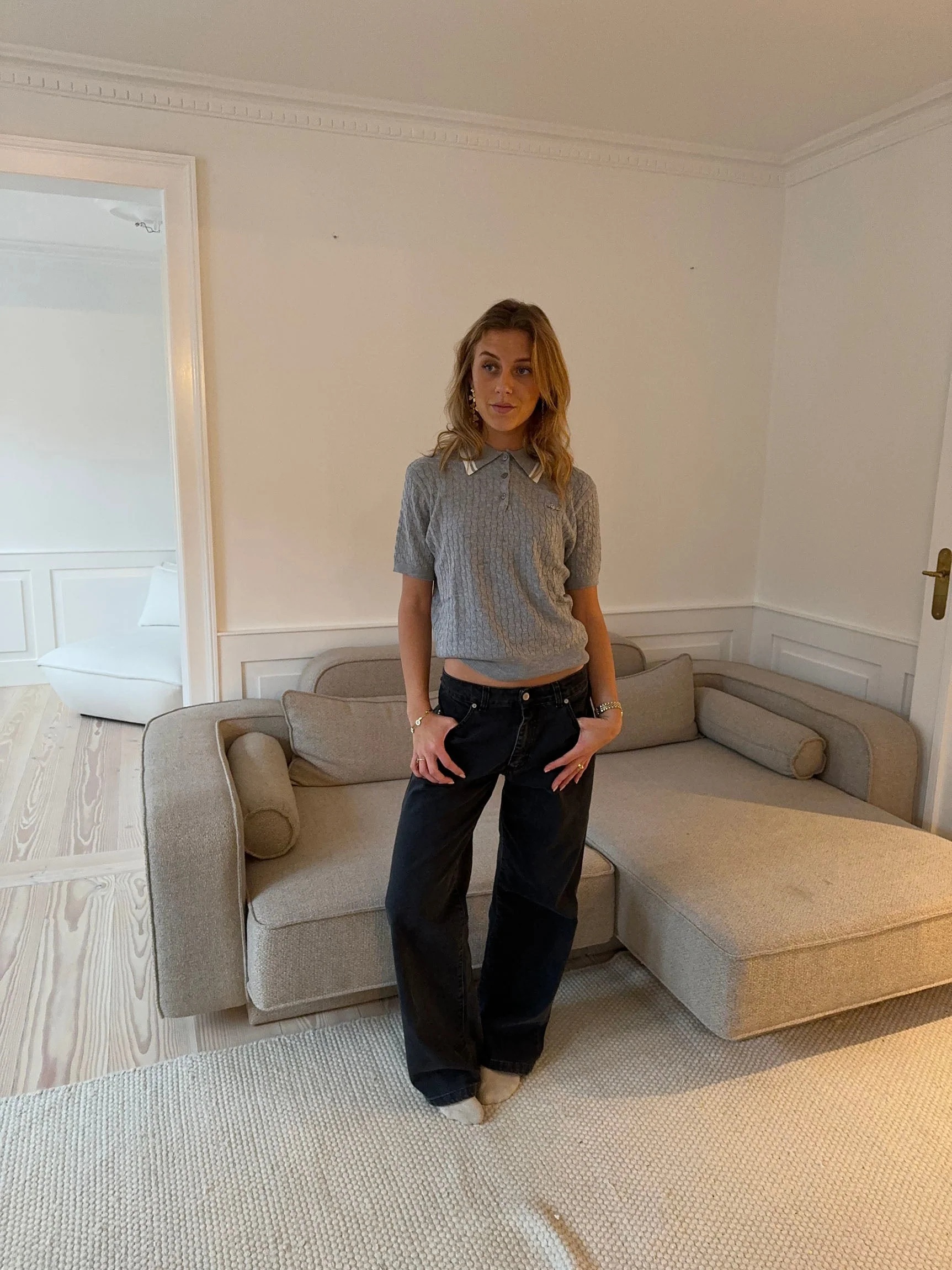 Leontine cable-knit polo - Grey 6 Leontine cable-knit polo - Grey