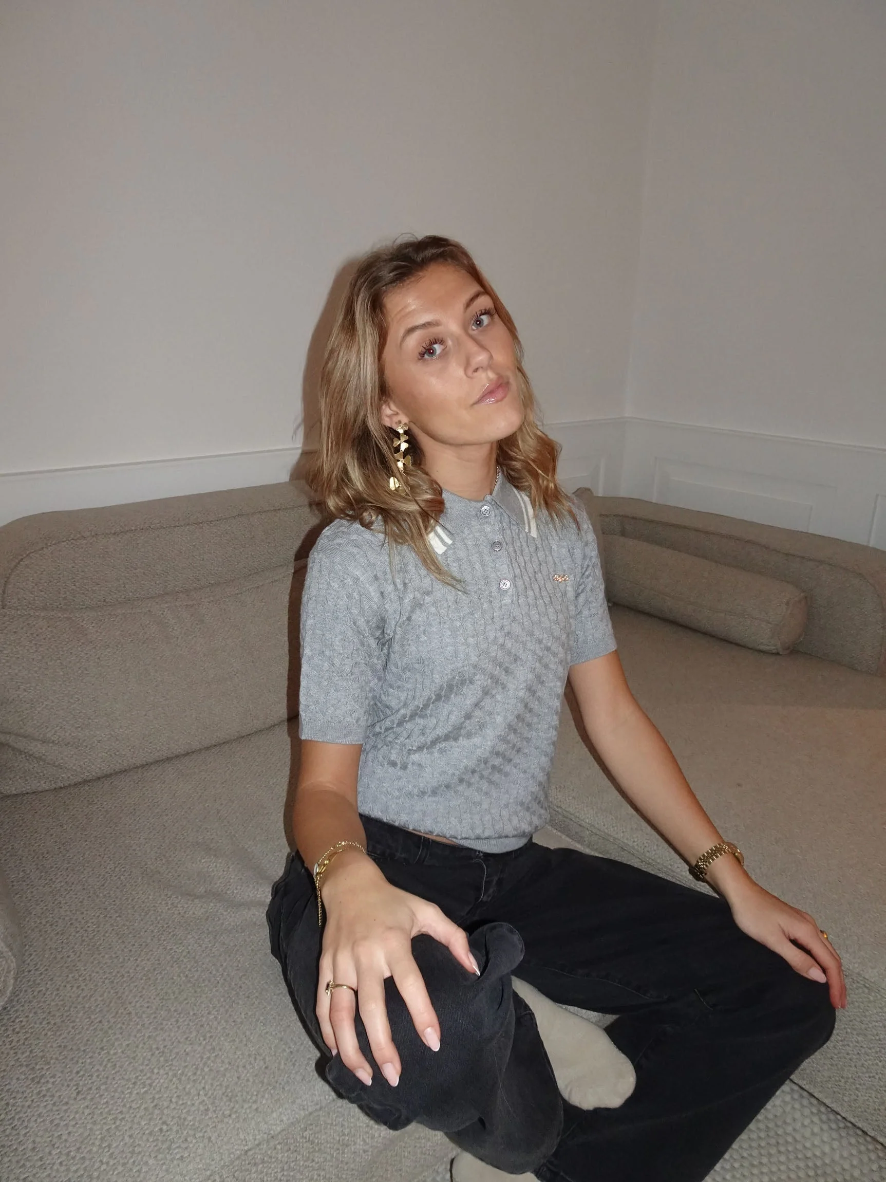 Leontine cable-knit polo - Grey 9 Leontine cable-knit polo - Grey