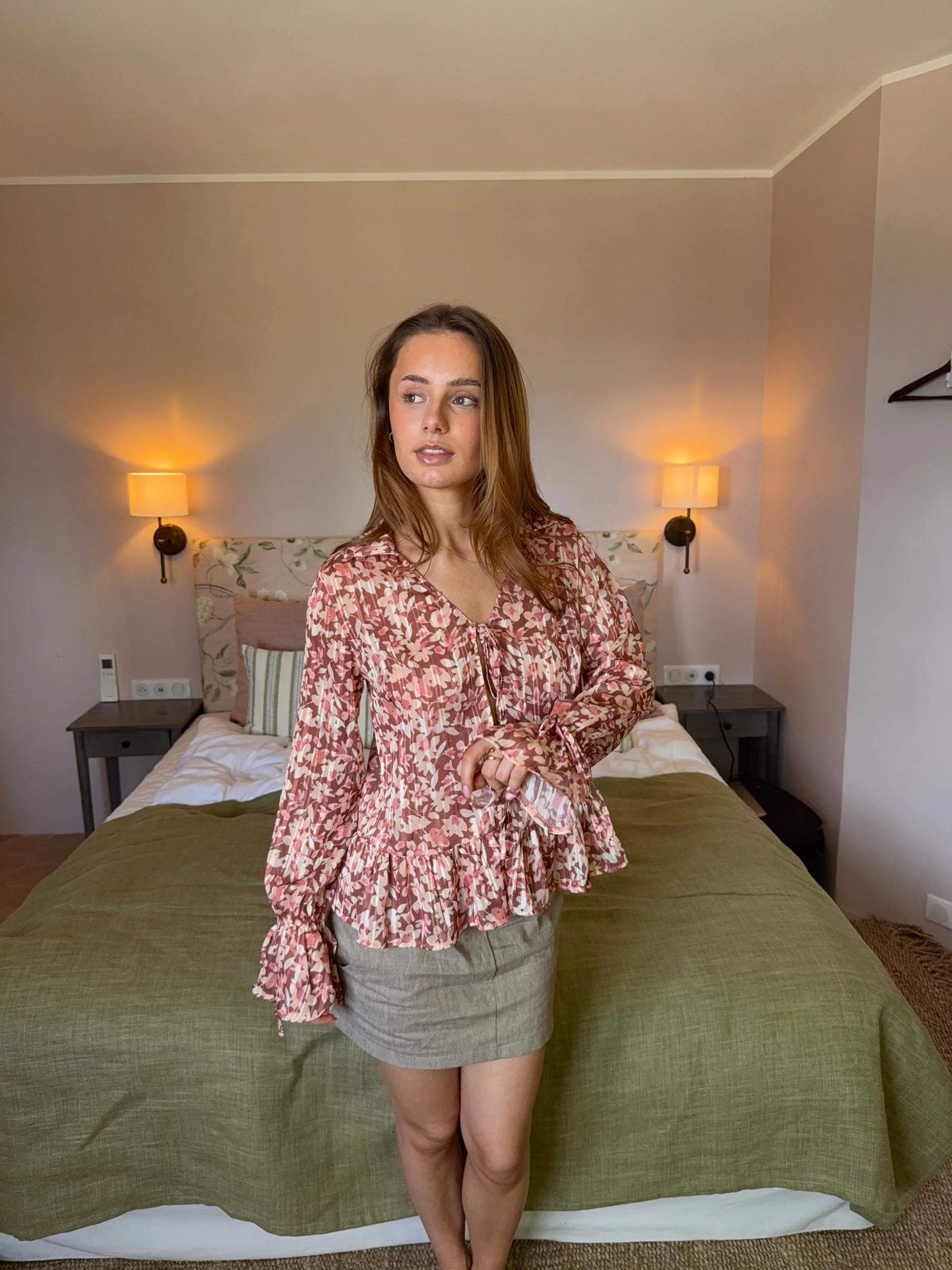 Silina blouse with flowers – Pink/brown 5 Silina blouse with flowers – Pink/brown