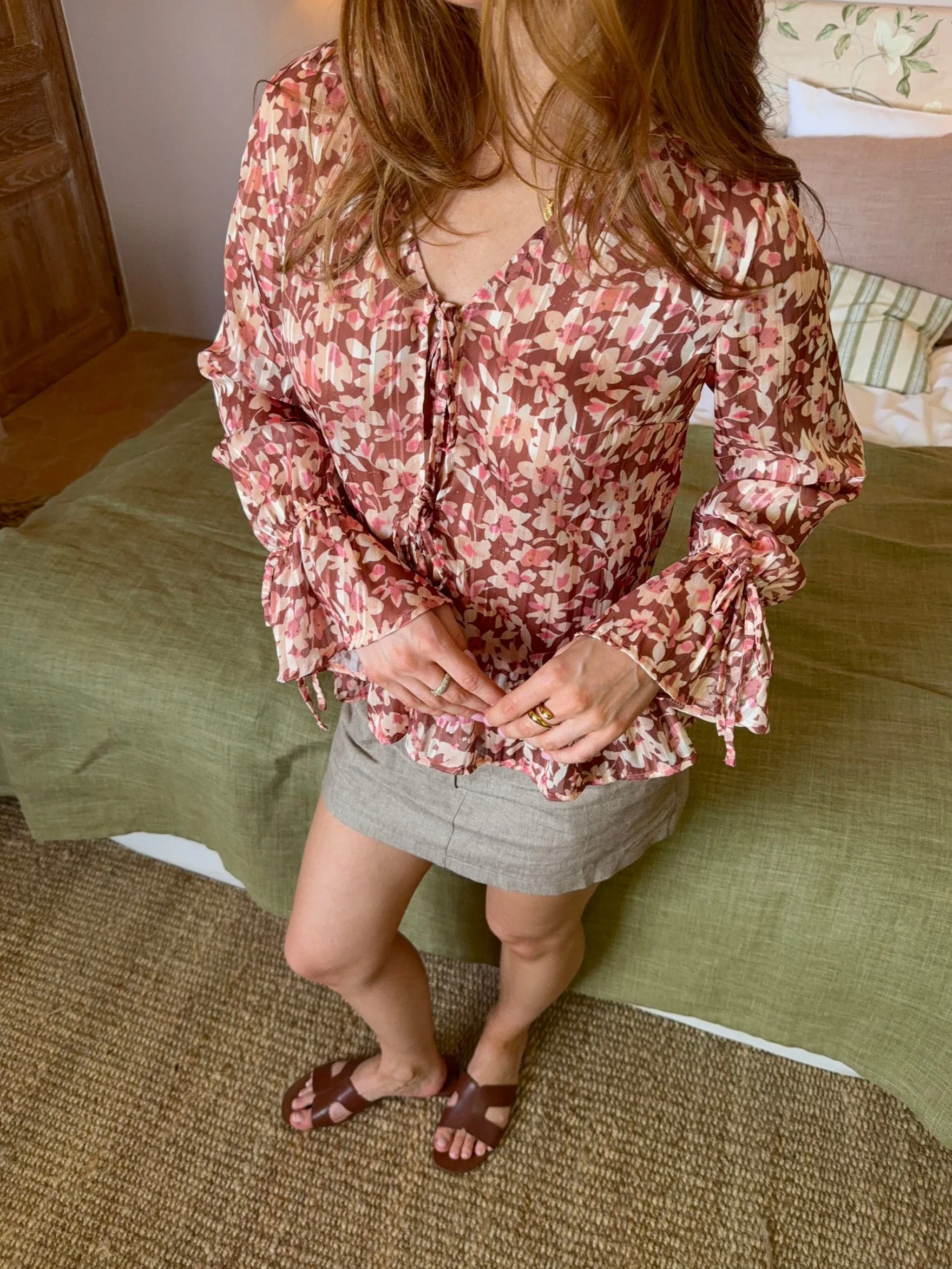 Silina blouse with flowers – Pink/brown 8 Silina blouse with flowers – Pink/brown
