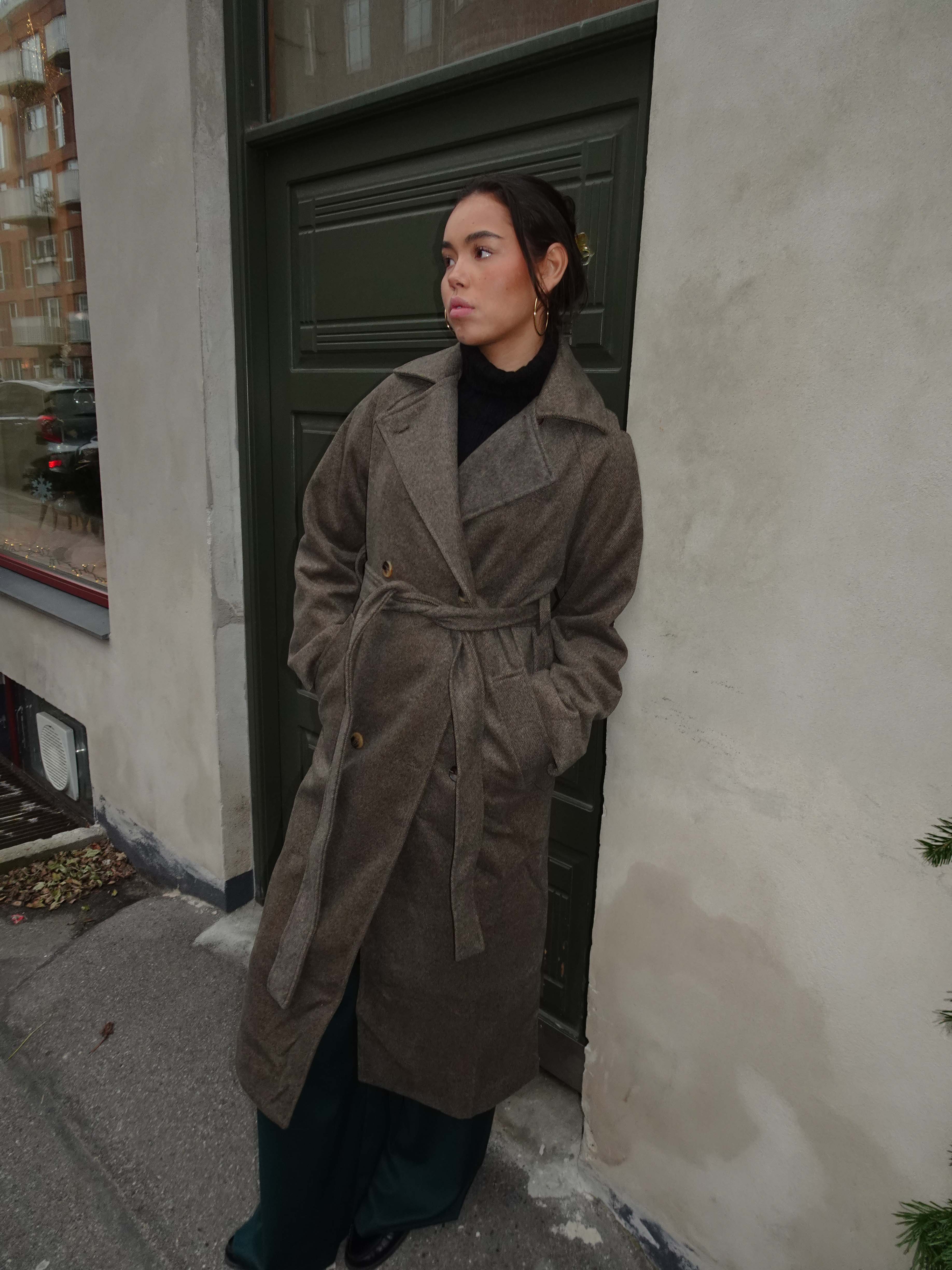 Esther coat with belt - Brown/grey 3 Esther coat with belt - Brown/grey