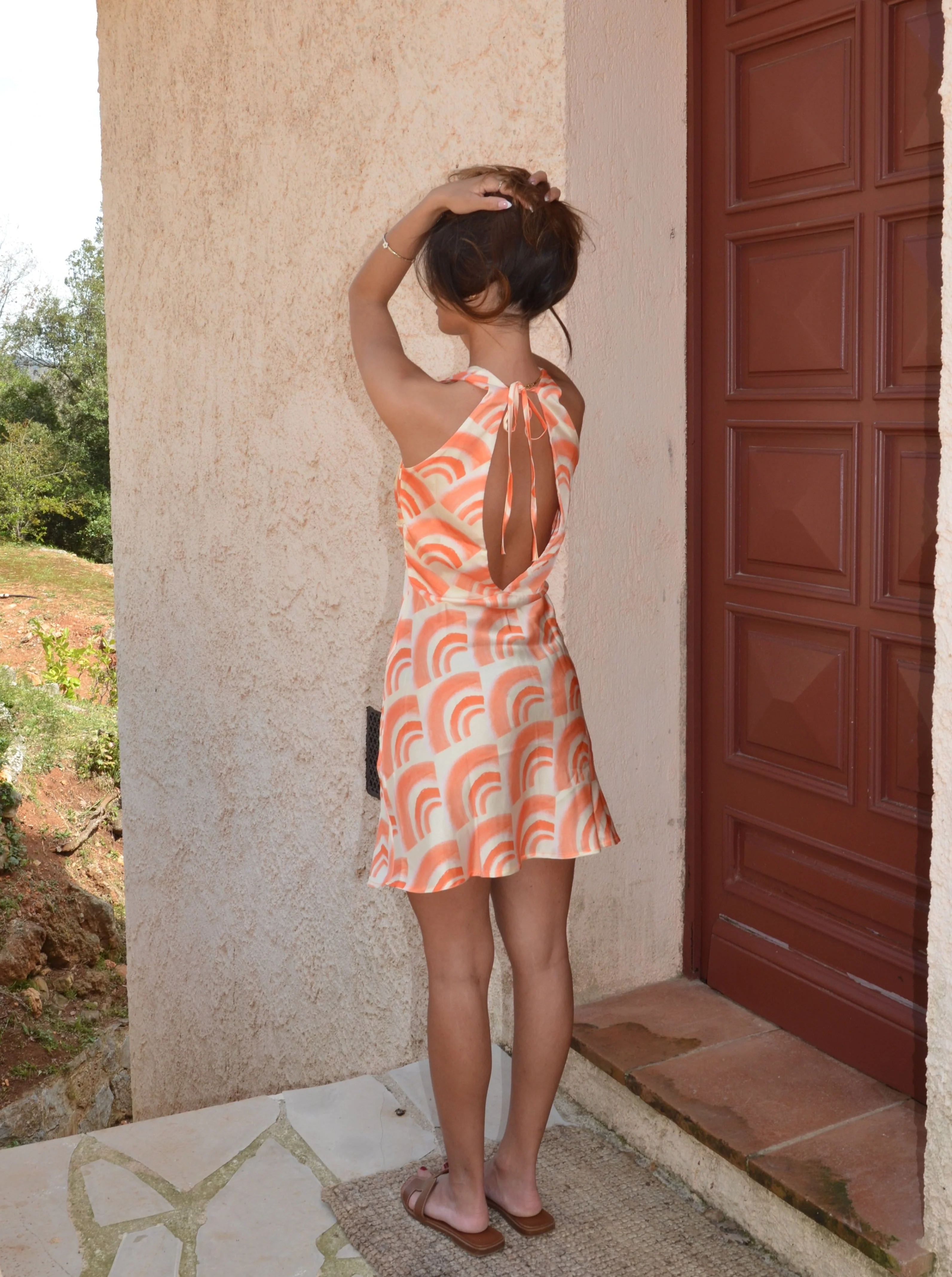 Evie dress with pattern - Orange 3 Evie dress with pattern - Orange