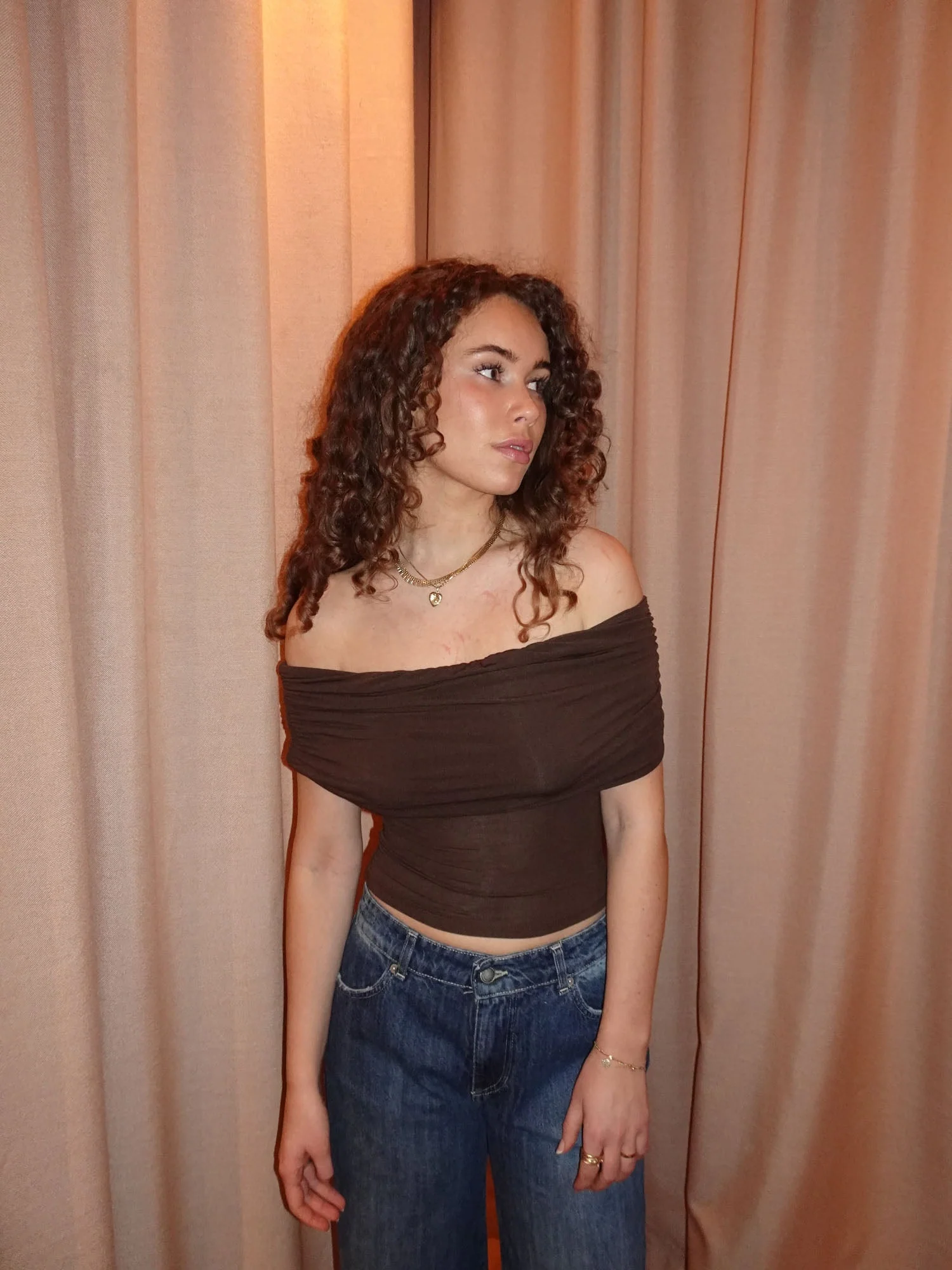 Celora off shoulder top - Brown 8 Celora off shoulder top - Brown