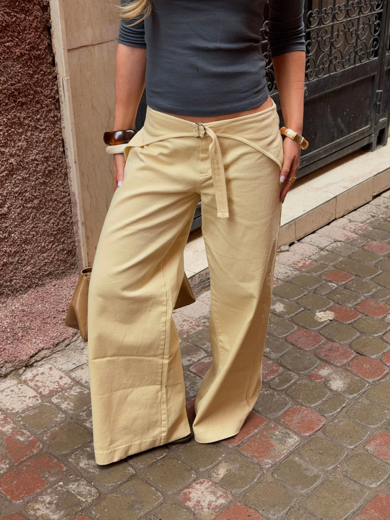 Fillina pants with belt - Yellow 2 Fillina pants with belt - Yellow