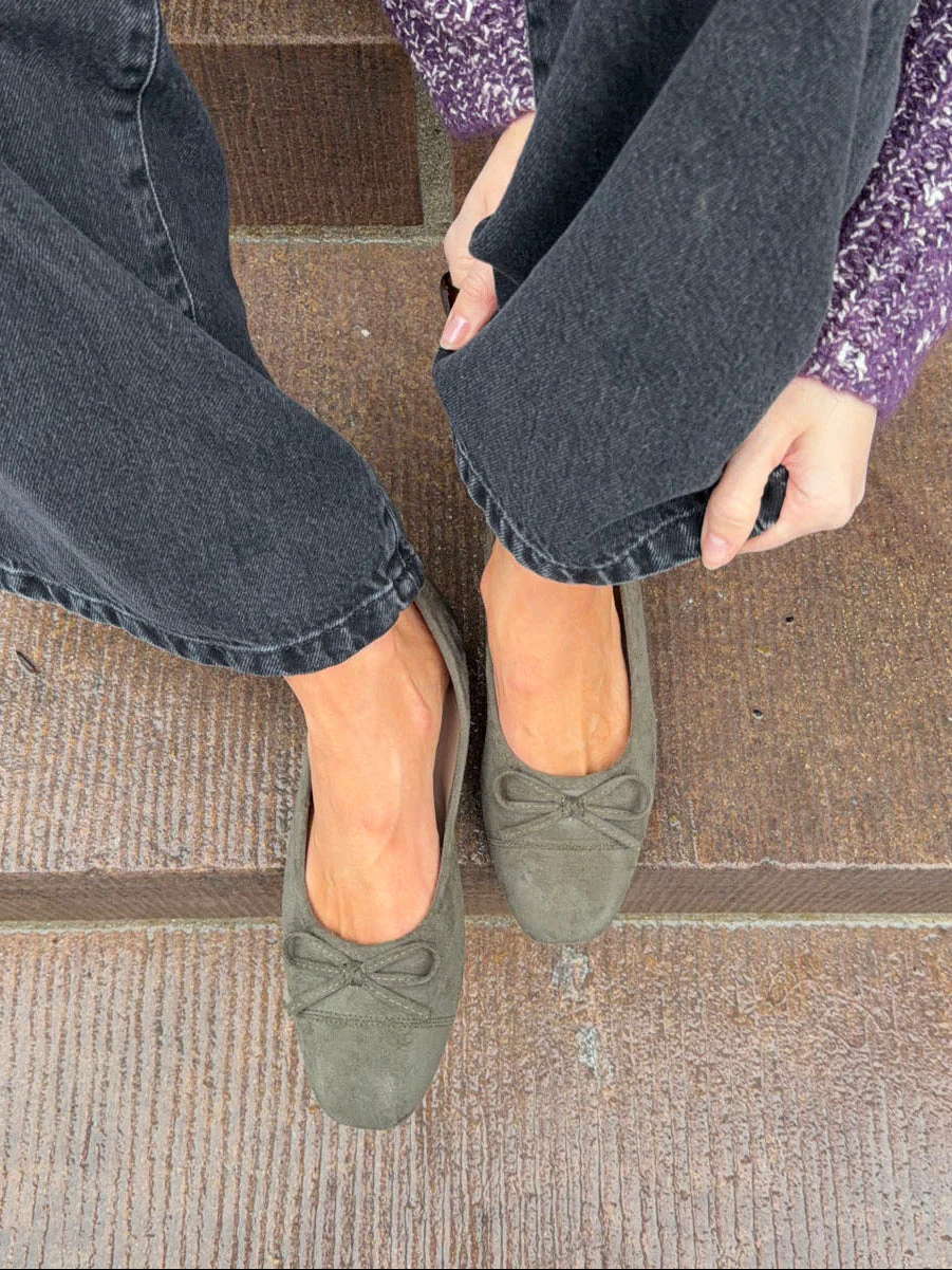 Fione suede ballerinas – Khaki 3 Fione suede ballerinas – Khaki