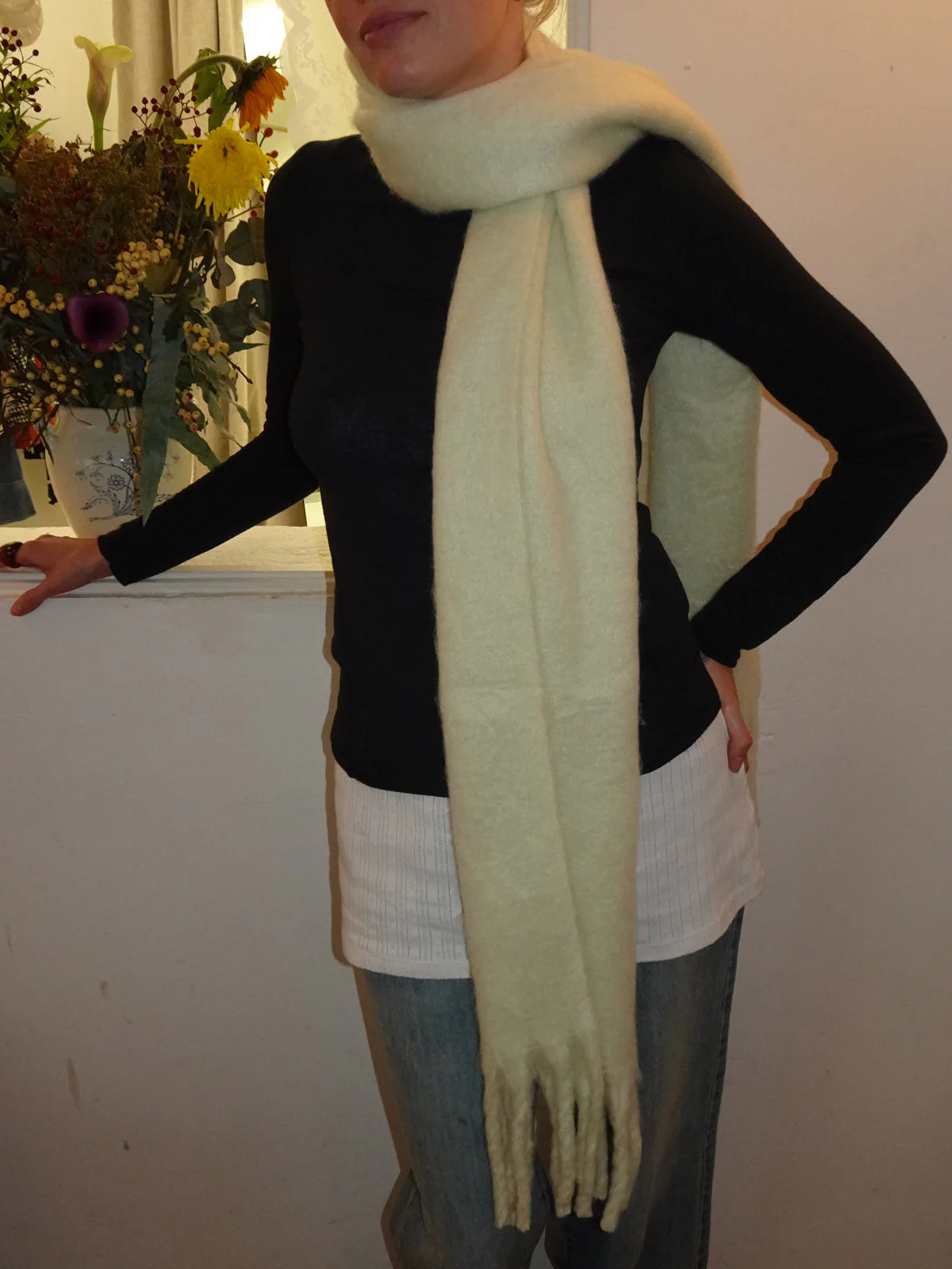 Gale scarf - Yellow/off white 2 Gale scarf - Yellow/off white
