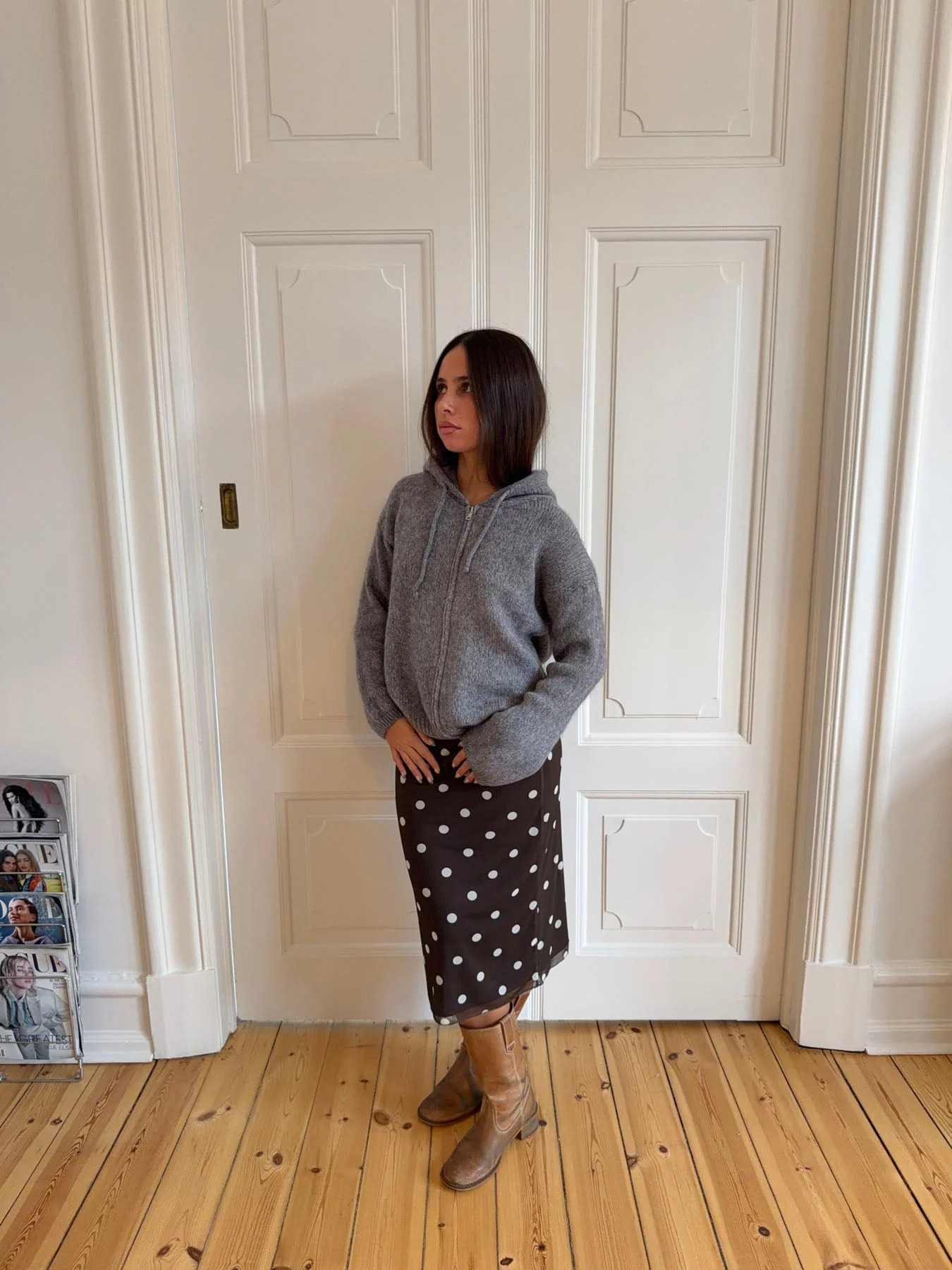 Gregina knitted hoodie with zip - Grey 13 Gregina knitted hoodie with zip - Grey