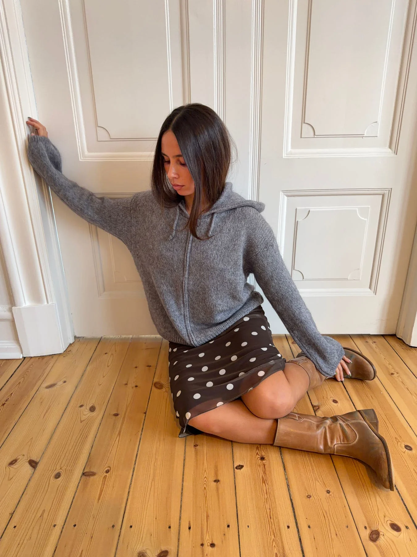 Gregina knitted hoodie with zip - Grey 7 Gregina knitted hoodie with zip - Grey