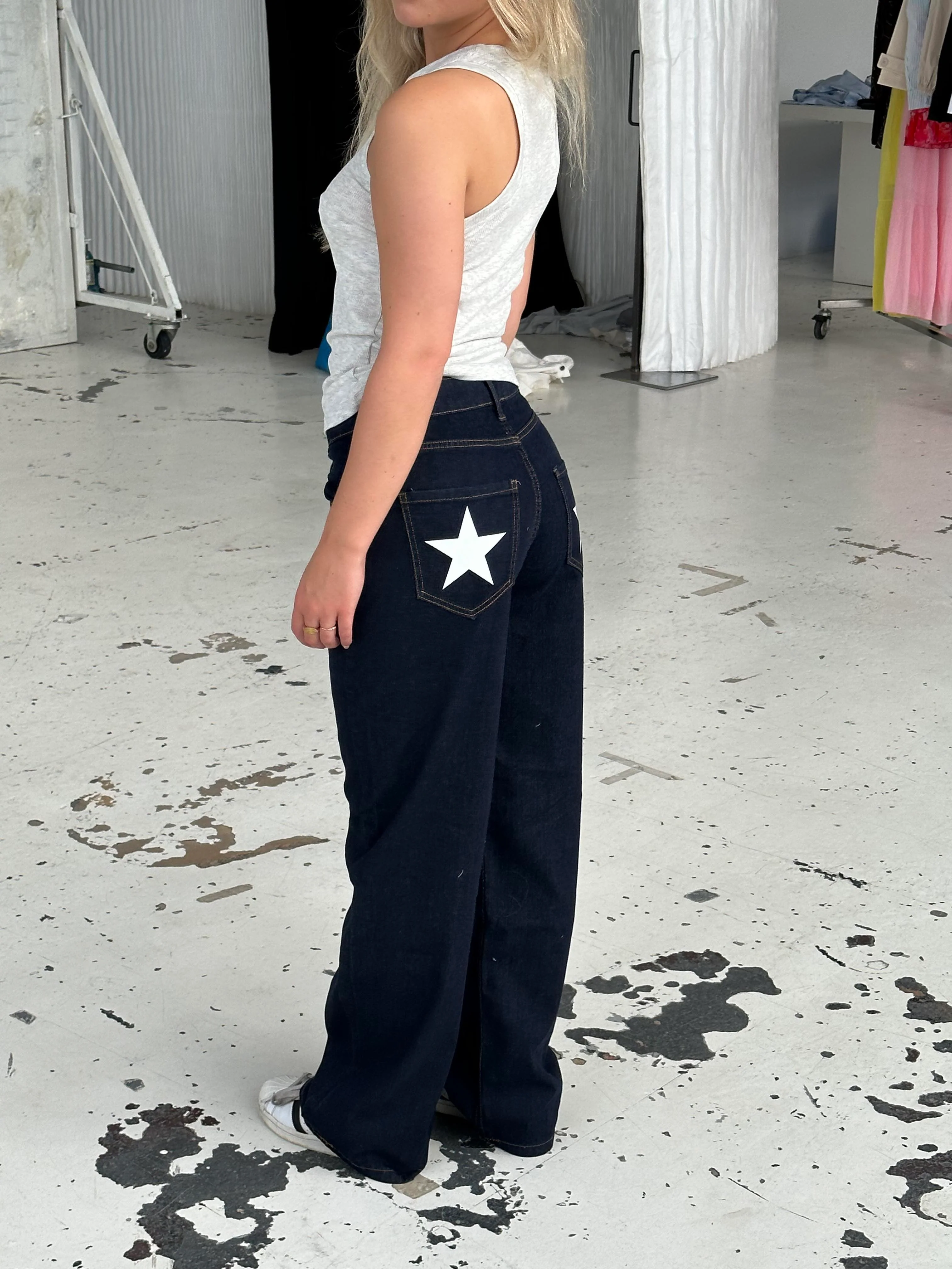 Oversized star jeans - White stars 19 Oversized star jeans - White stars