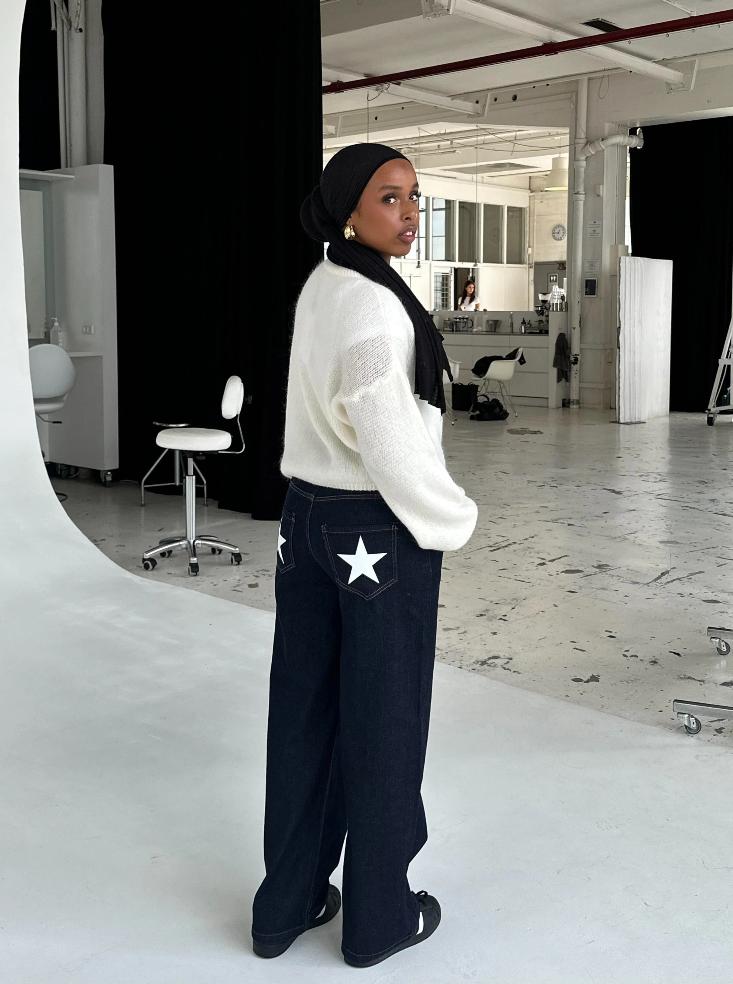 Oversized star jeans - White stars 2 Oversized star jeans - White stars