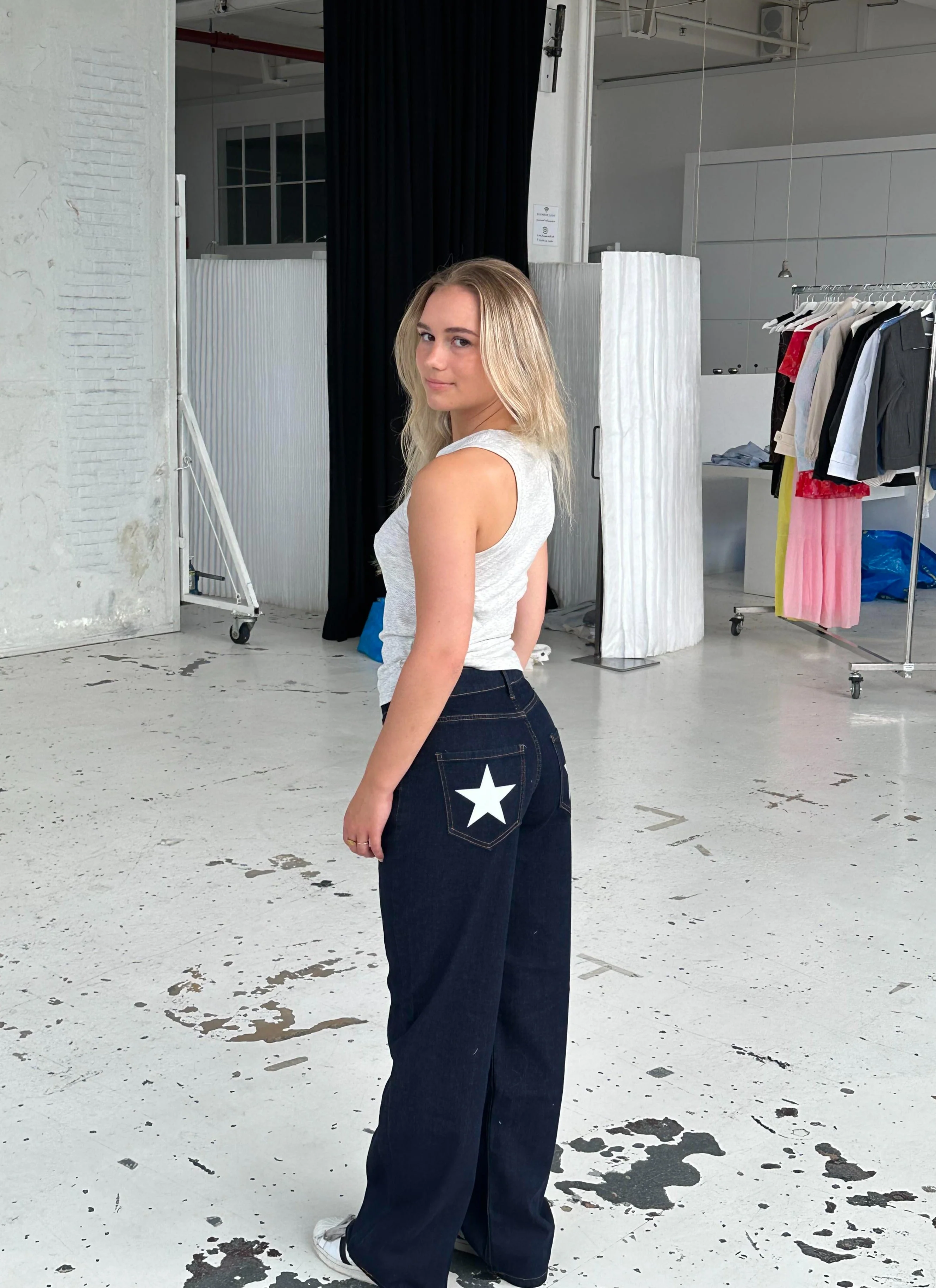 Oversized star jeans - White stars 5 Oversized star jeans - White stars