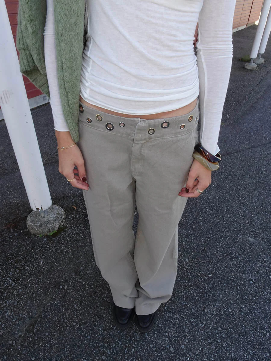 Tanija jeans with ring details – Beige 2 Tanija jeans with ring details – Beige