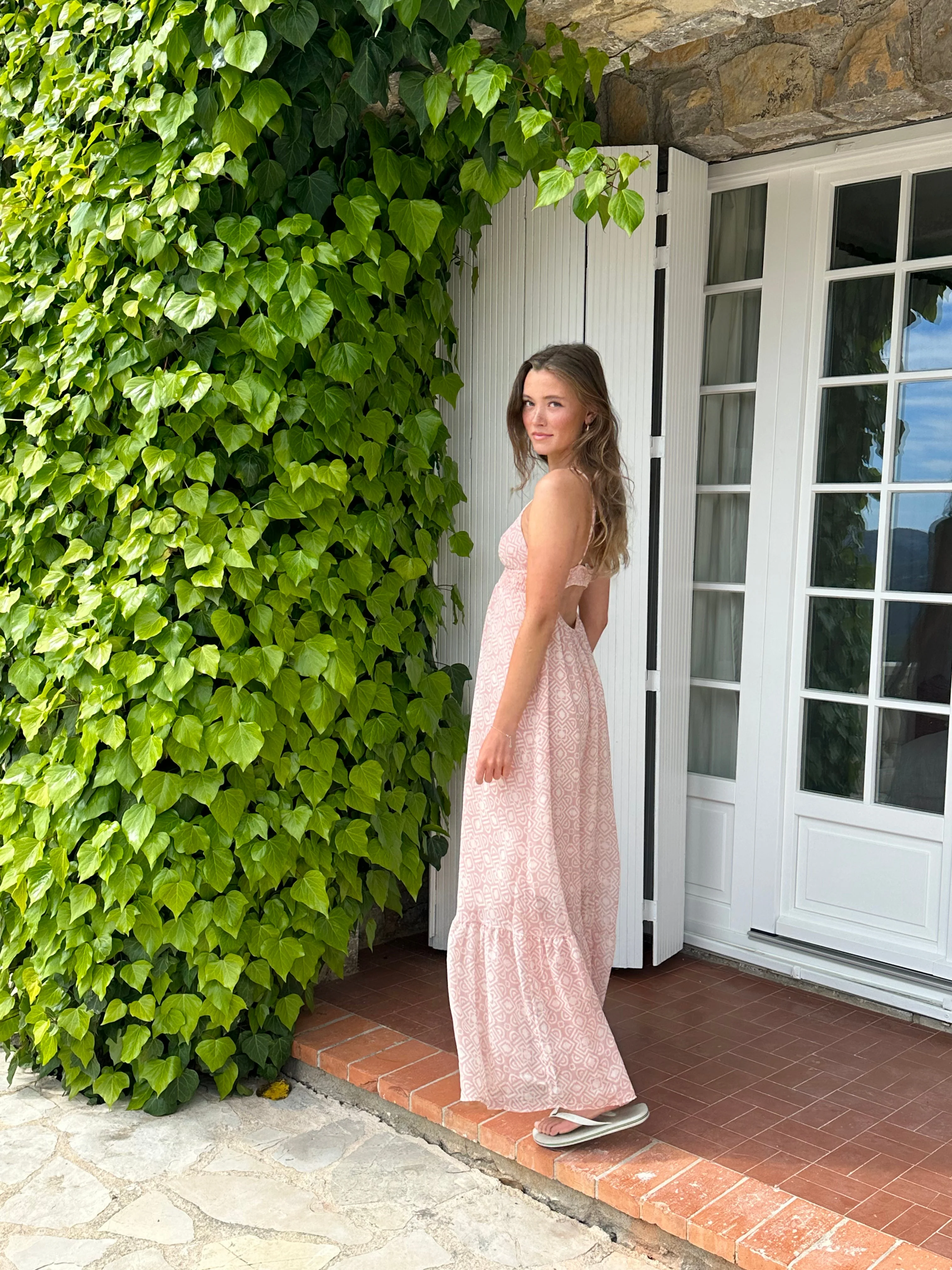Magdalina dress with pattern - White/pink 3 Magdalina dress with pattern - White/pink