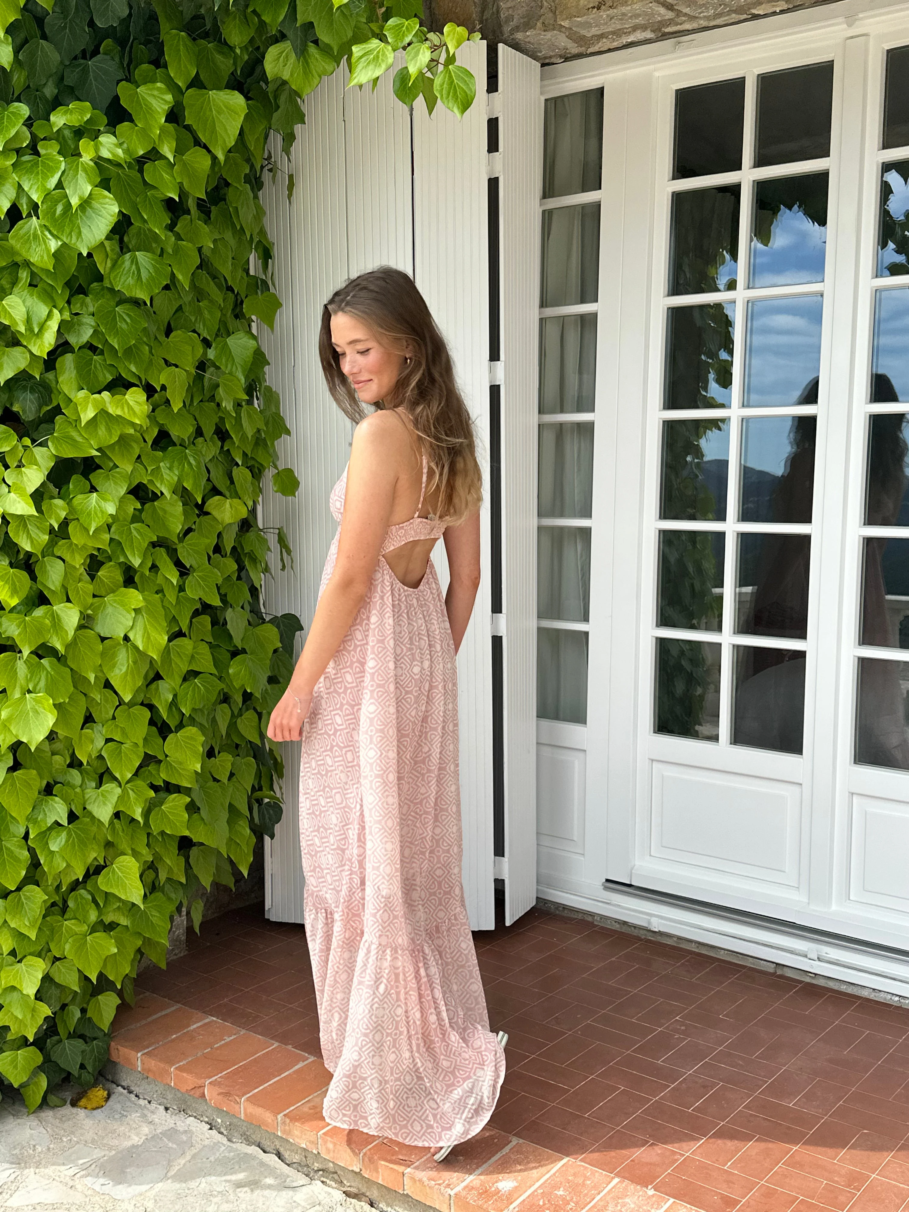 Magdalina dress with pattern - White/pink 5 Magdalina dress with pattern - White/pink