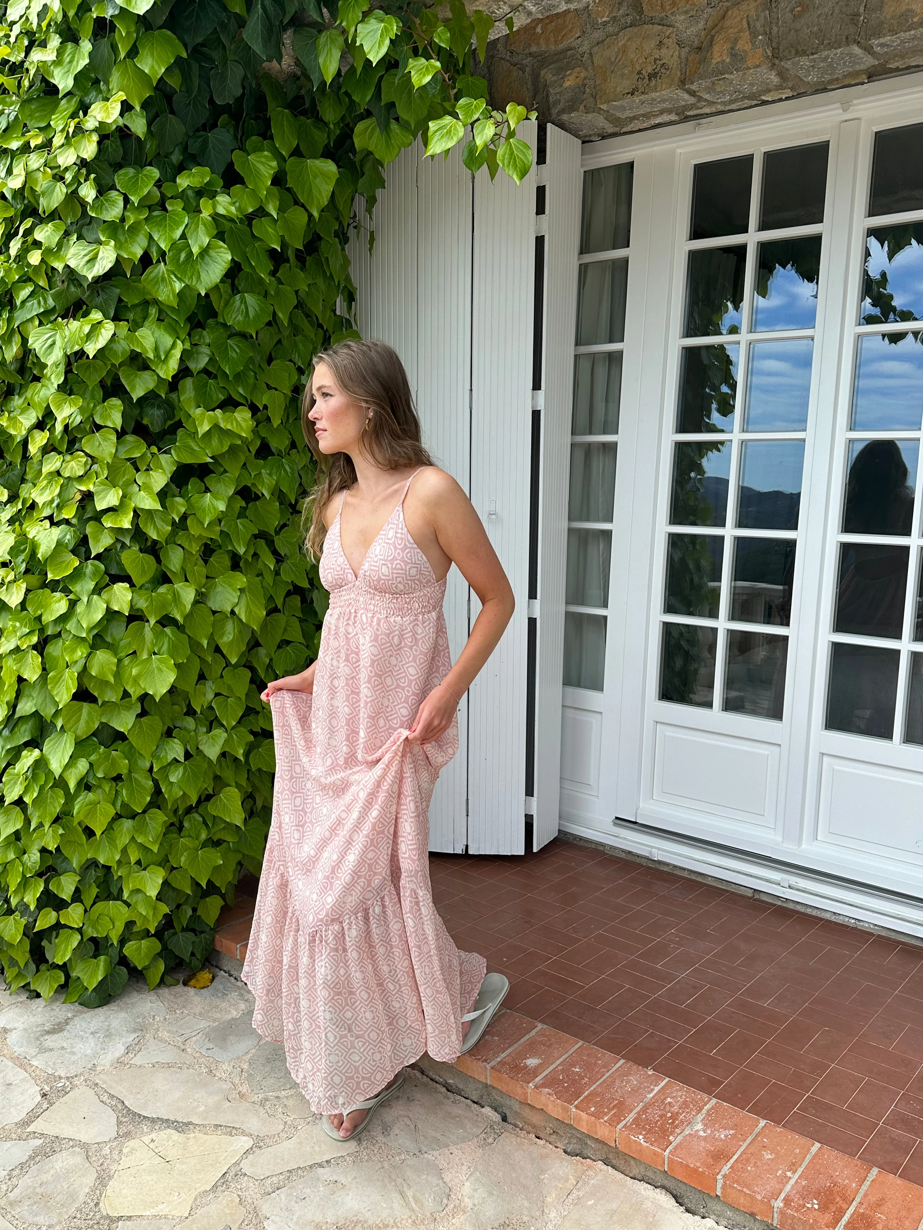Magdalina dress with pattern - White/pink 6 Magdalina dress with pattern - White/pink