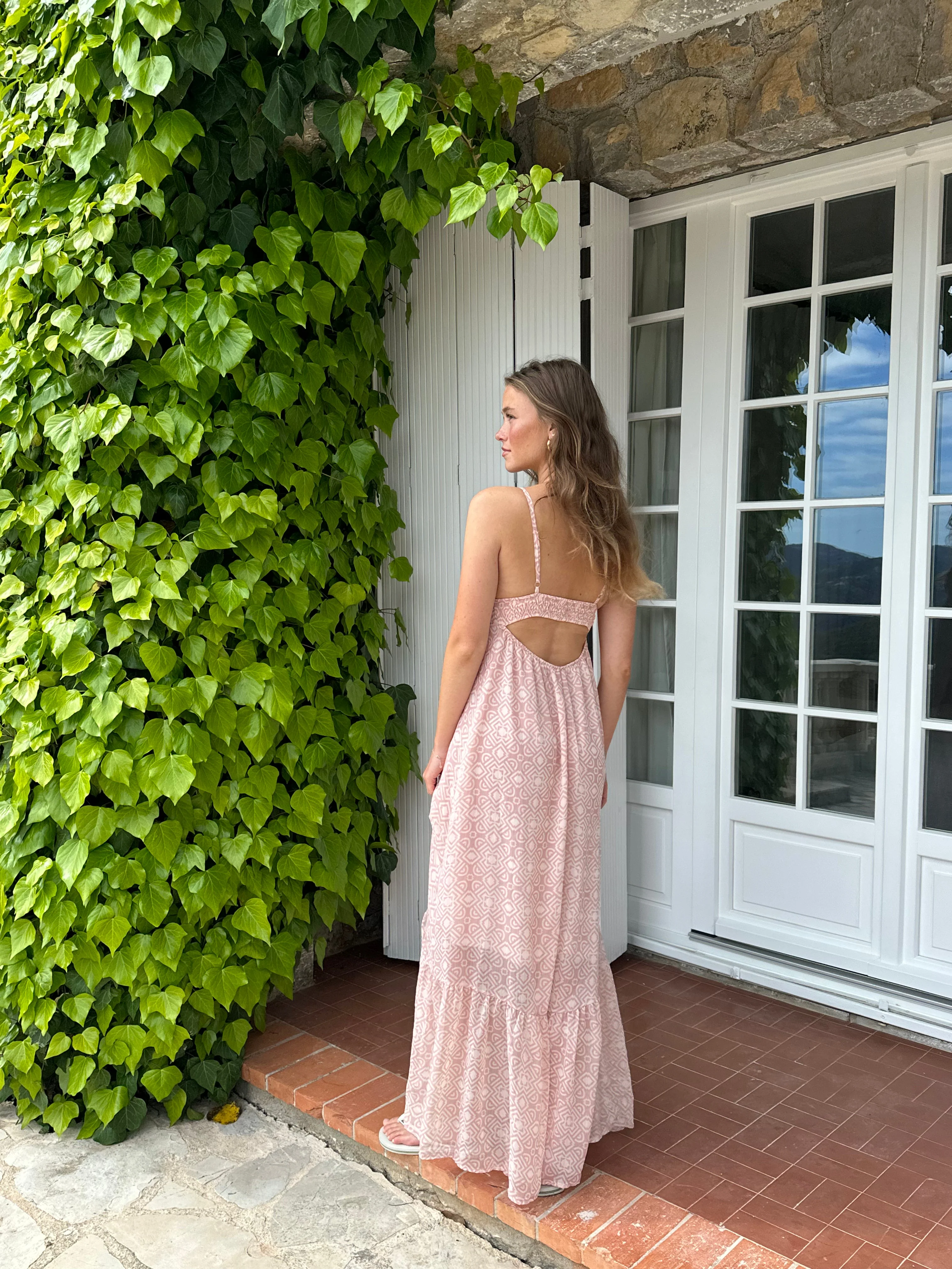 Magdalina dress with pattern - White/pink 9 Magdalina dress with pattern - White/pink