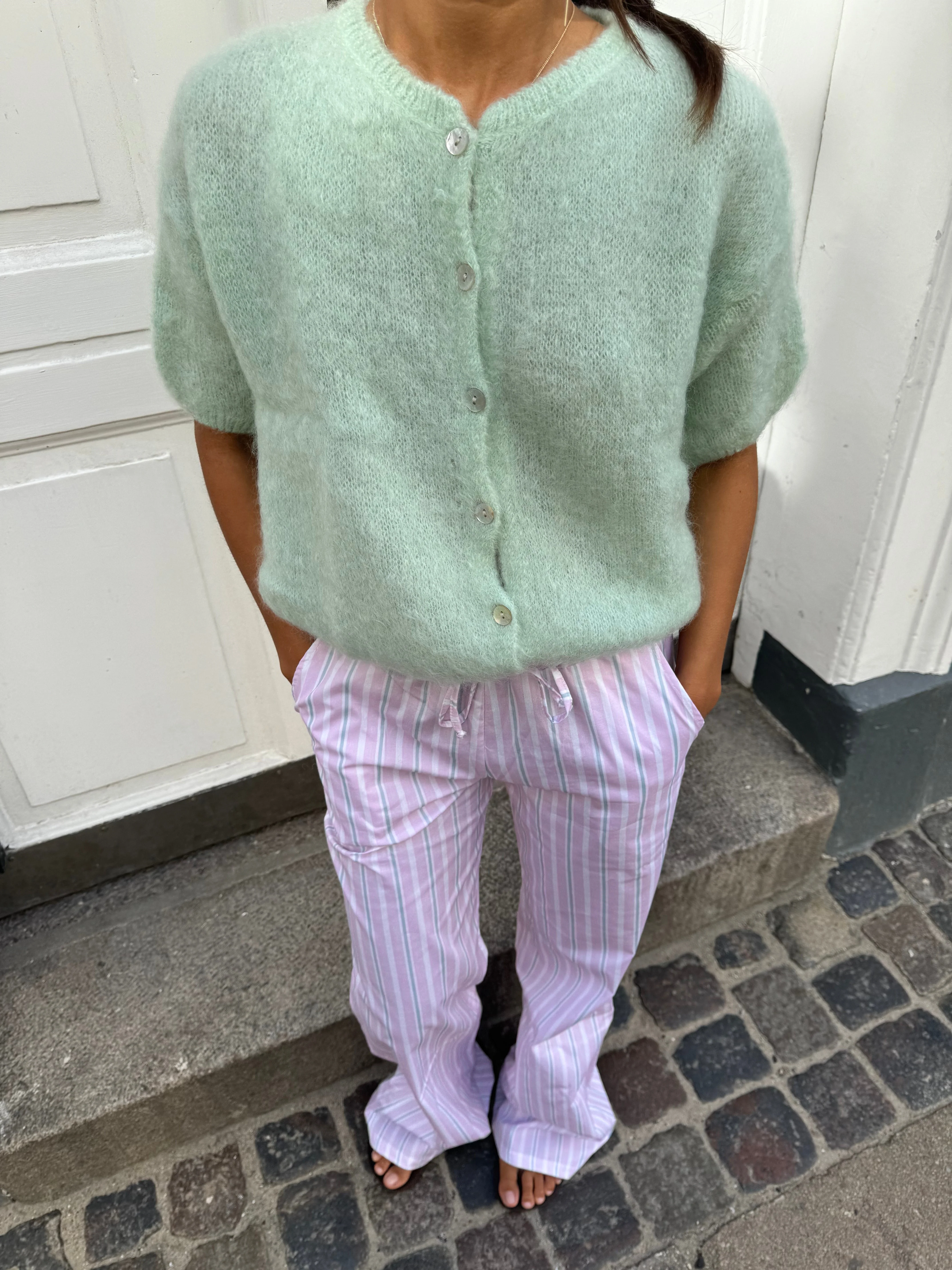 Olivia short-sleeved mohair cardigan - Mint green 2 Olivia short-sleeved mohair cardigan - Mint green