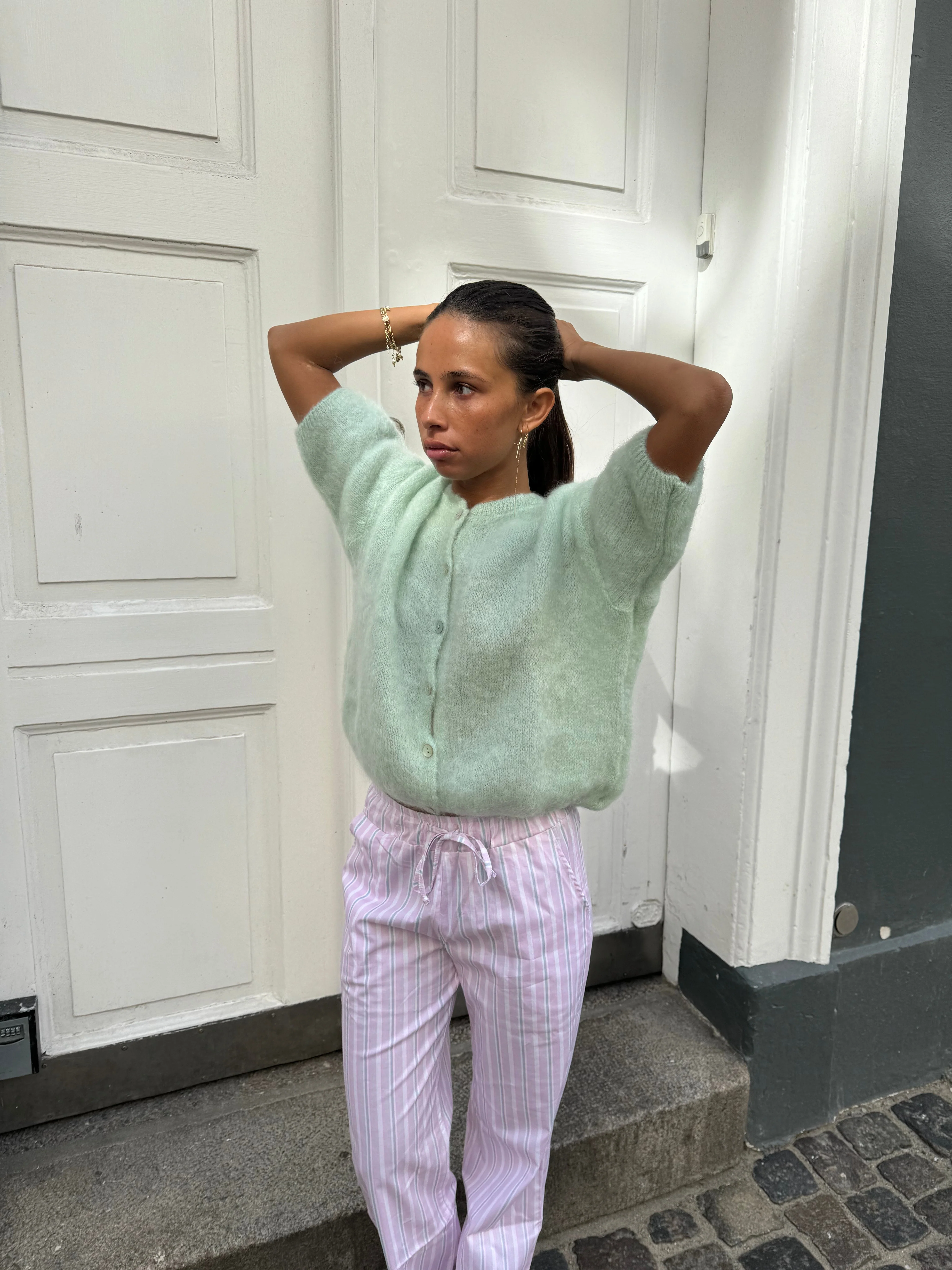 Olivia short-sleeved mohair cardigan - Mint green 3 Olivia short-sleeved mohair cardigan - Mint green