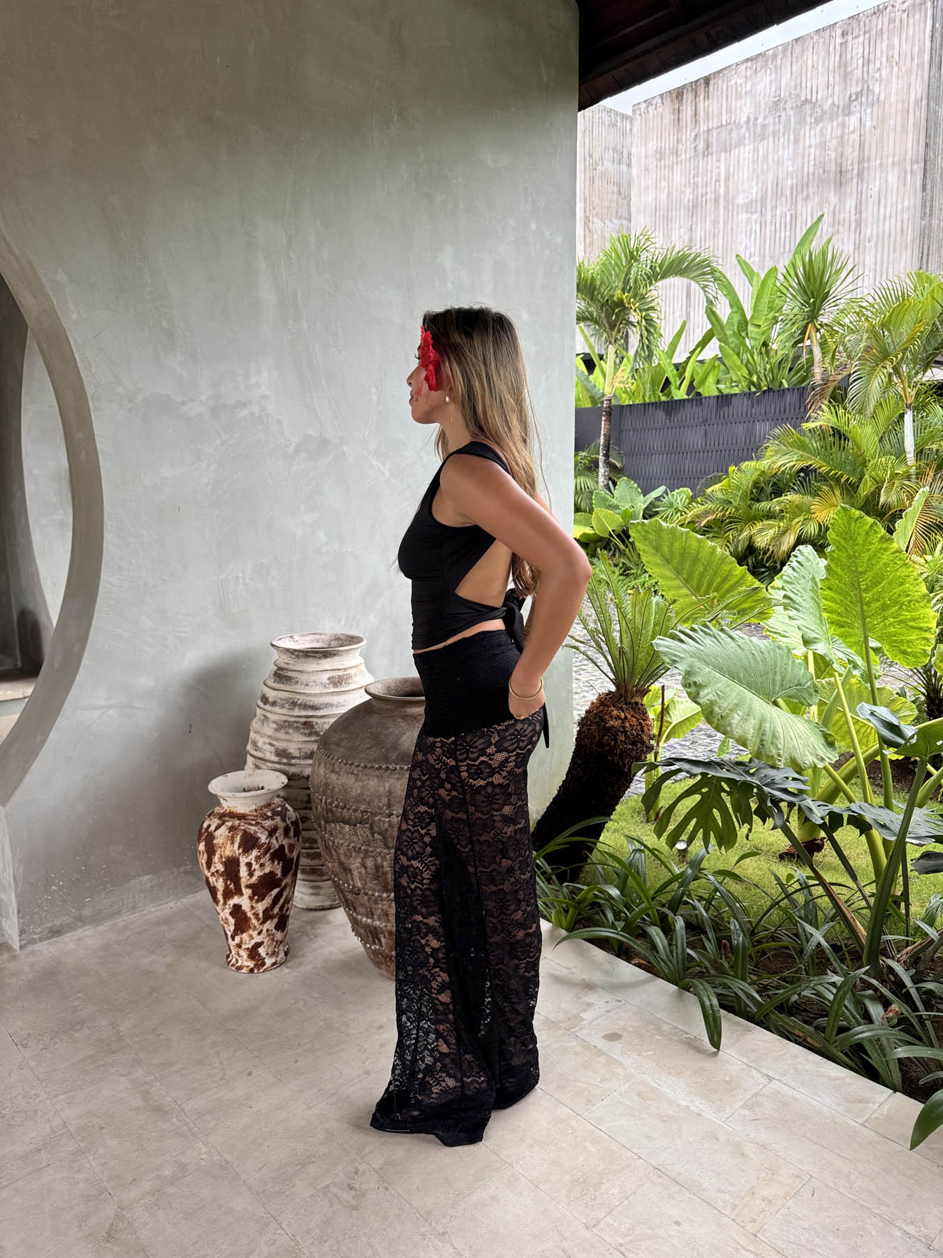 Marly lace pants with trim - Black 8 Marly lace pants with trim - Black